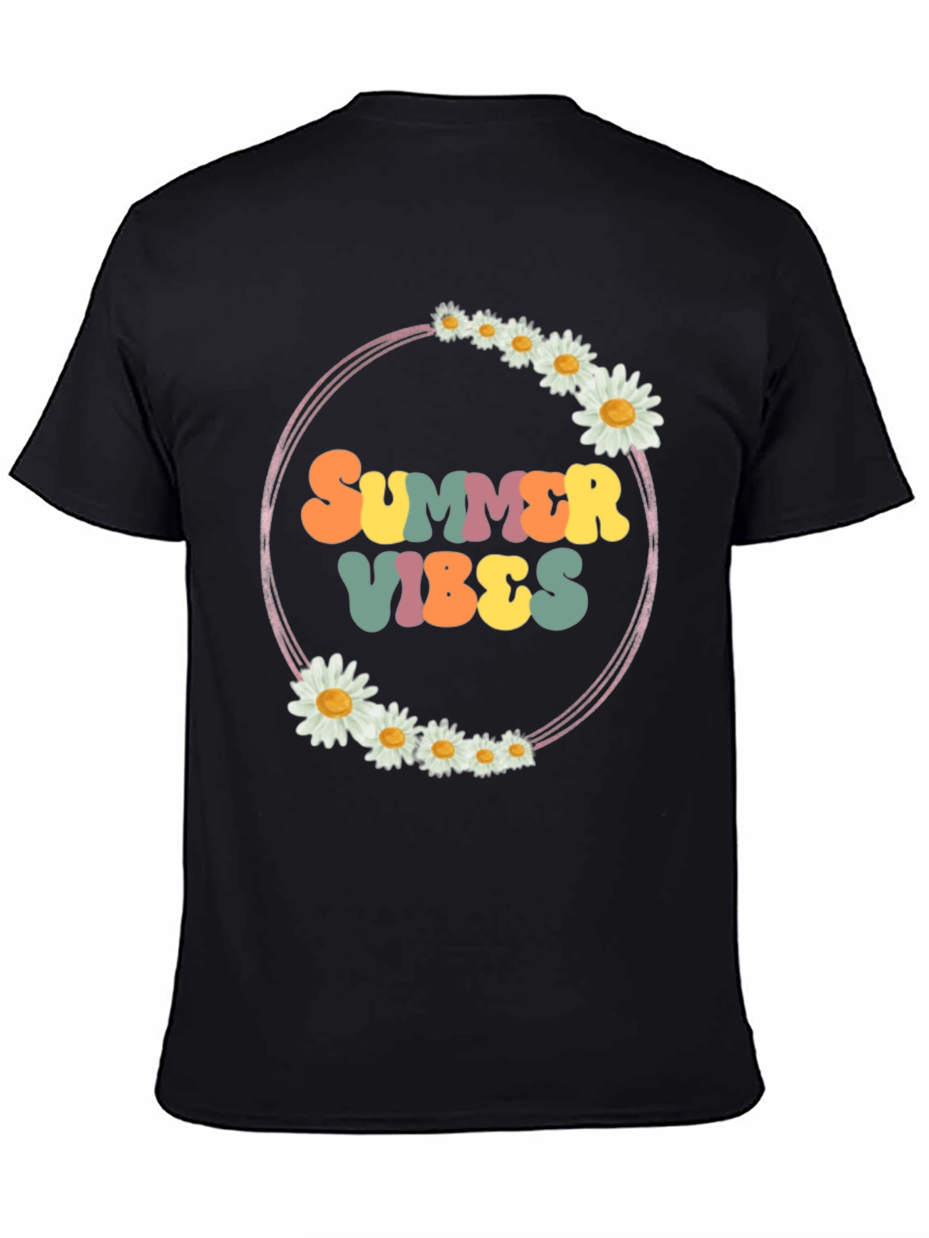 Black Summer Vibes Daisy Graphic Tee view 4