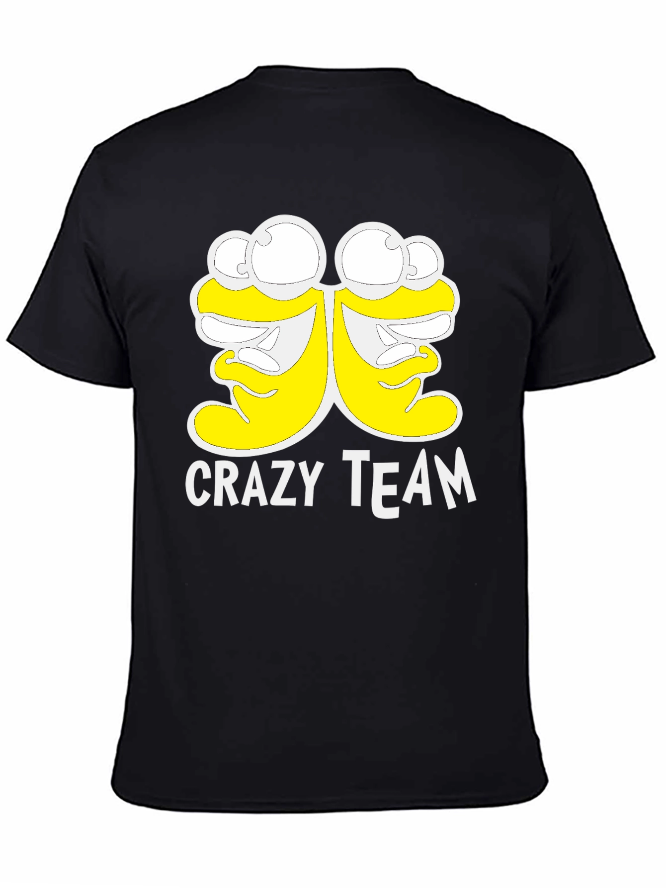 Black Crazy Team Graphic Tee - Soft Black Cotton T-Shirt view 4
