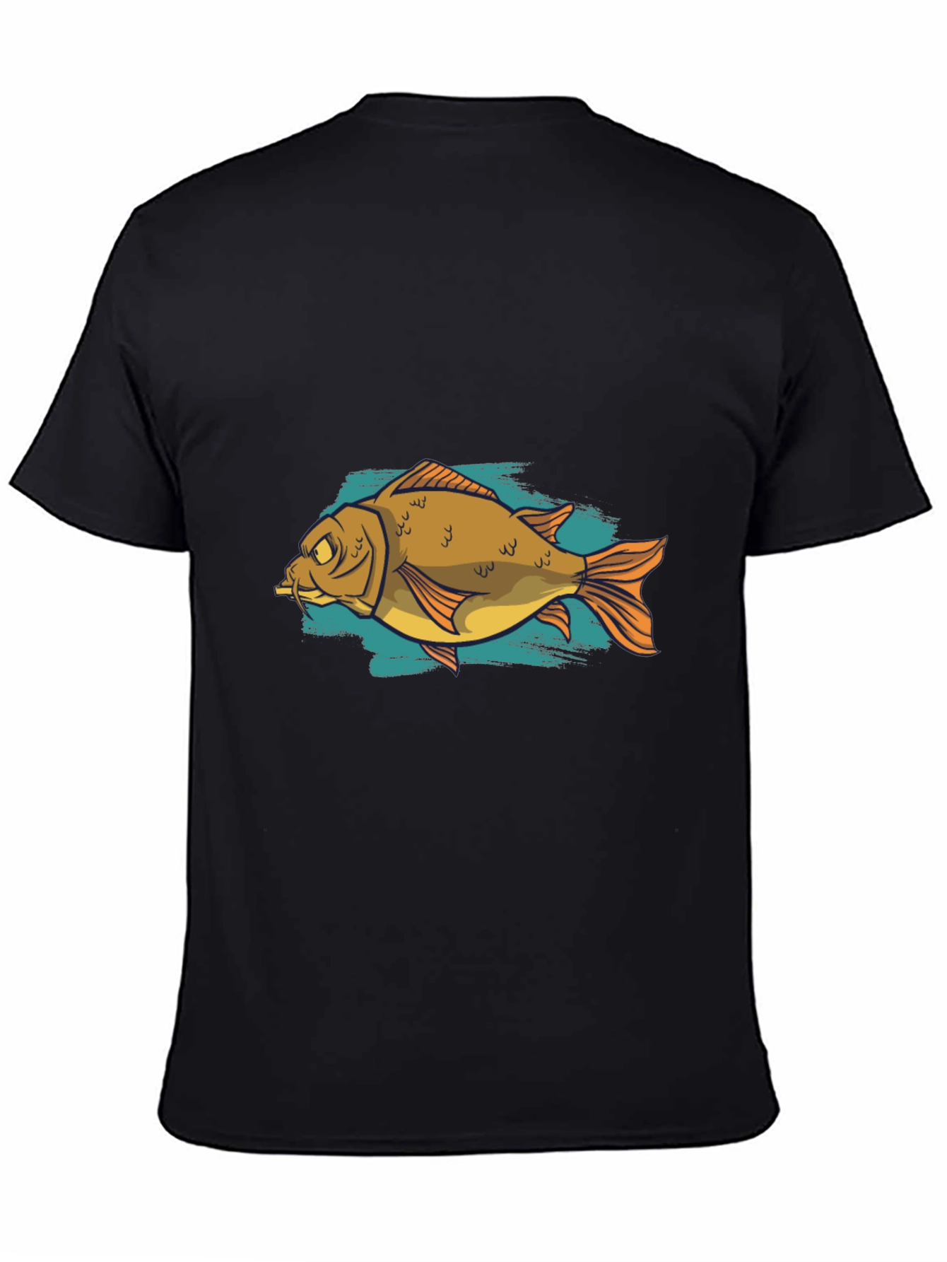 Black Funny Fish Graphic Black T-Shirt view 4