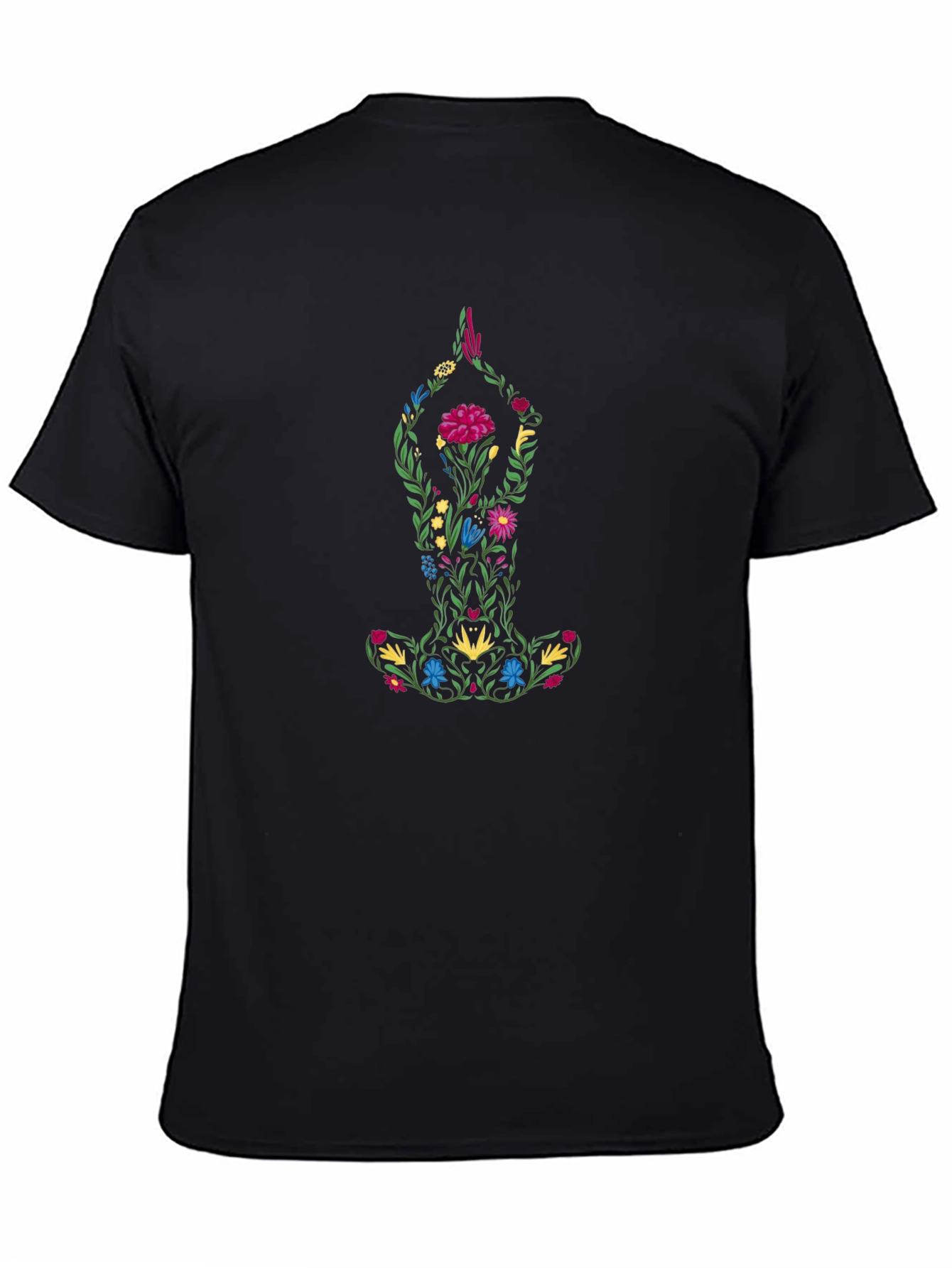 Black Floral Yoga Pose Graphic Tee - Unisex view 4