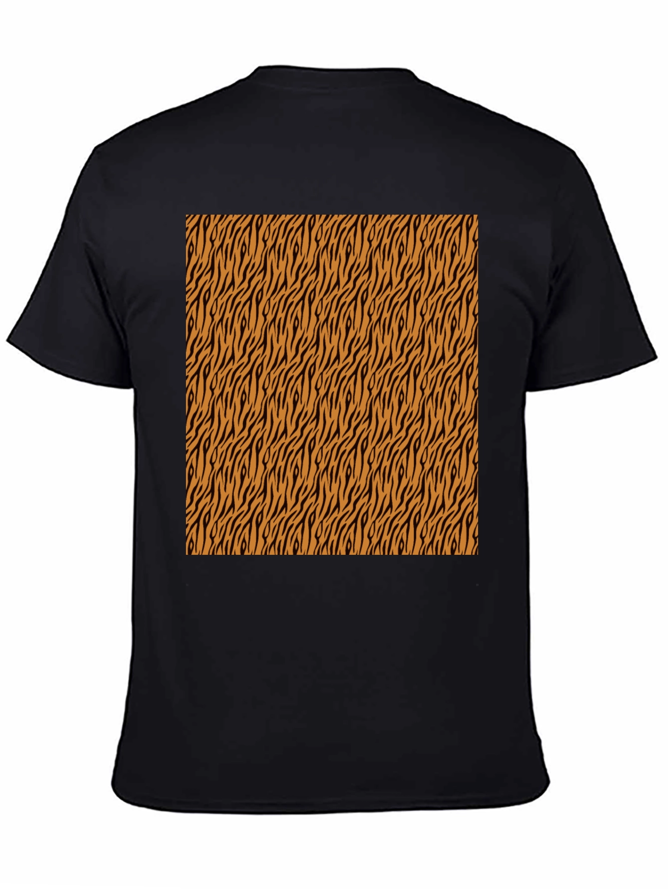 Black Tiger Stripe Pattern Black T-Shirt view 4