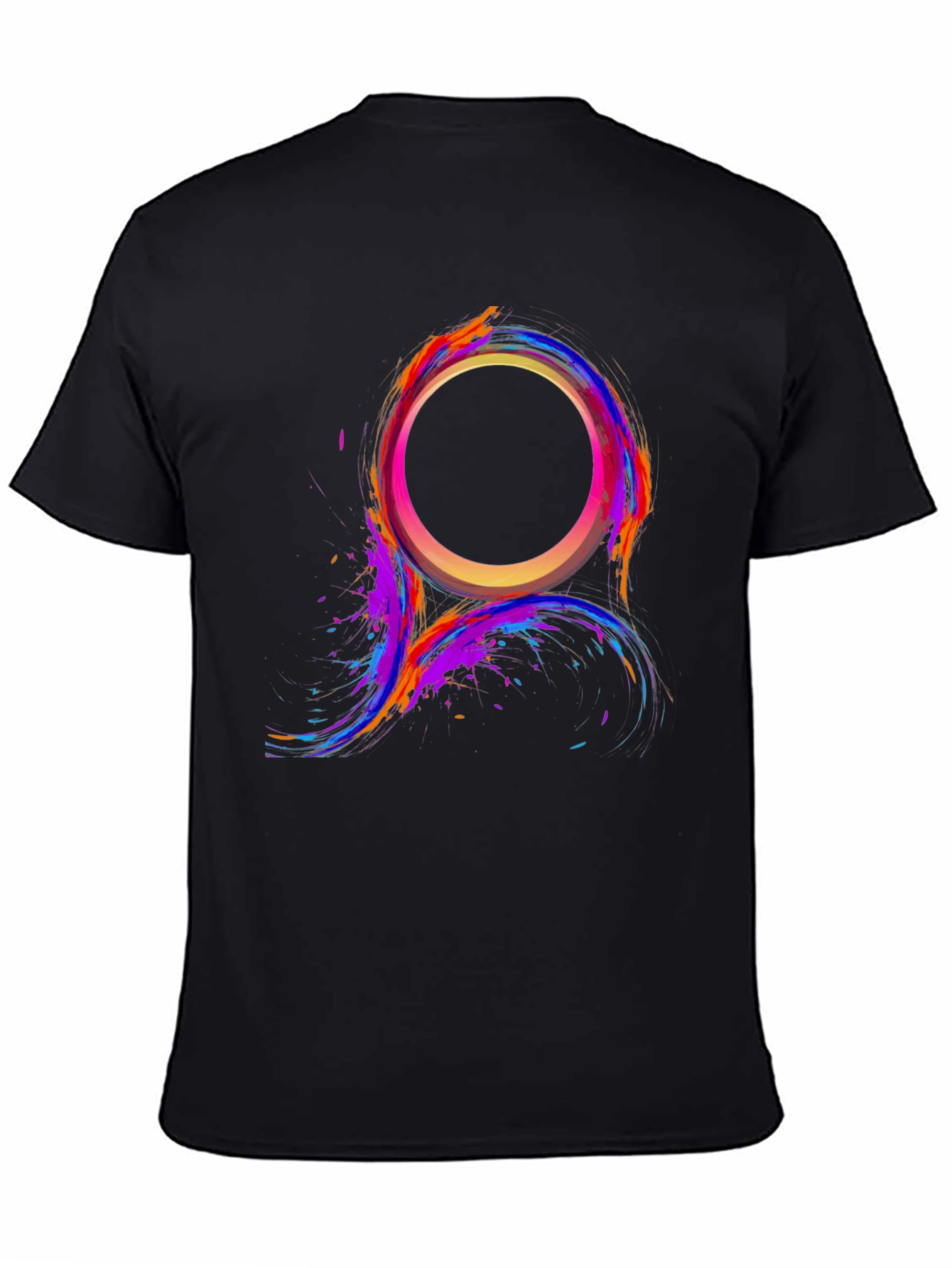 Black Abstract Color Burst Circle T-Shirt view 4