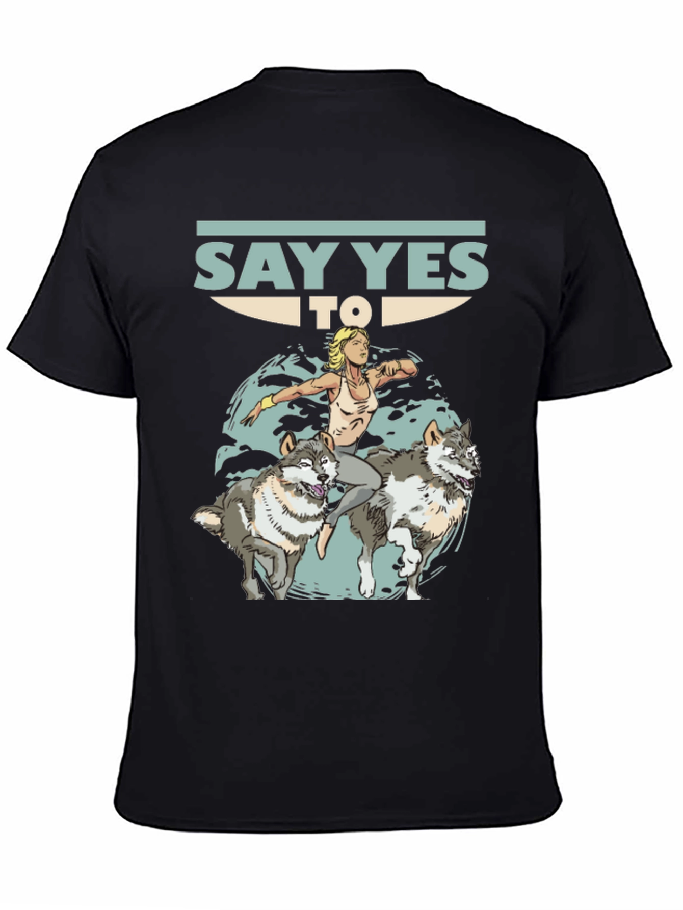 Black Say Yes To Wolves Graphic Tee - Unisex Black T-Shirt view 4