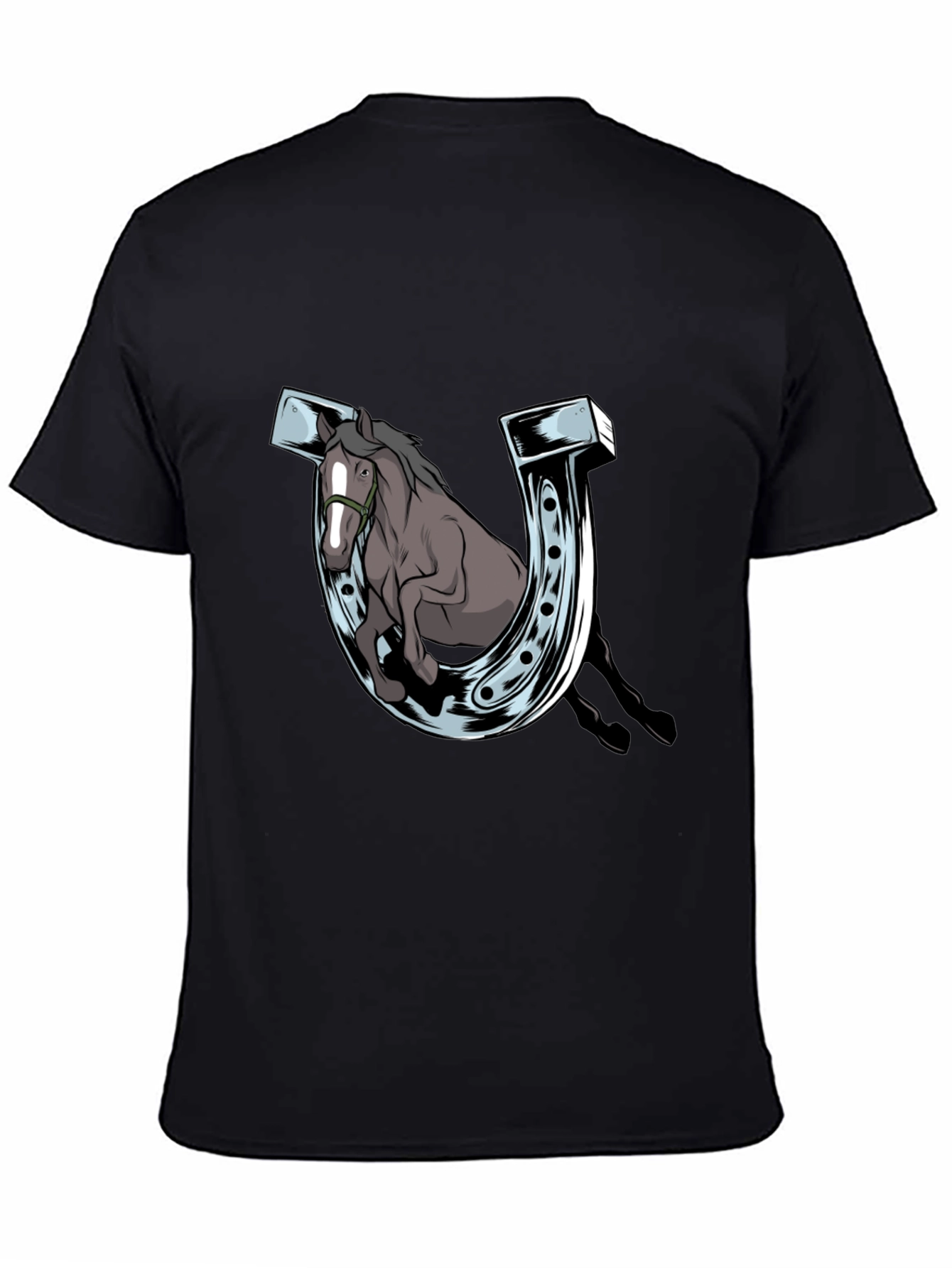 Black Horse and Horseshoe Graphic Tee view 4