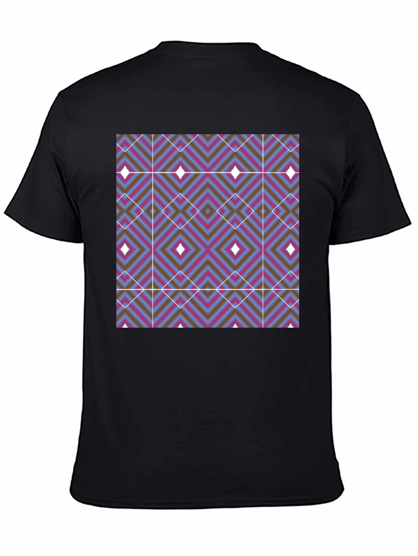 Black Geometric Diamond Print T-Shirt - Black view 4