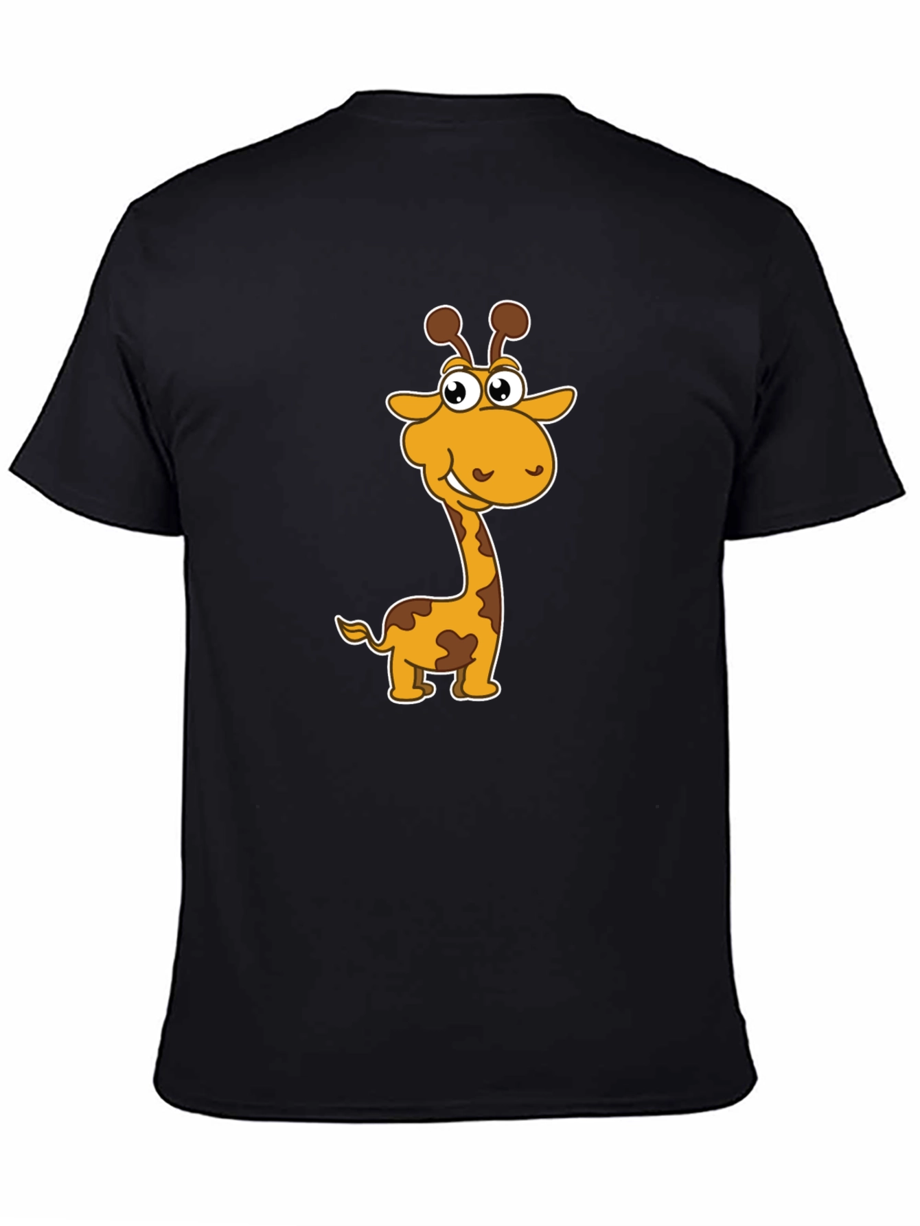 Black Cartoon Giraffe Graphic Tee - Men's Black T-Shirt view 4