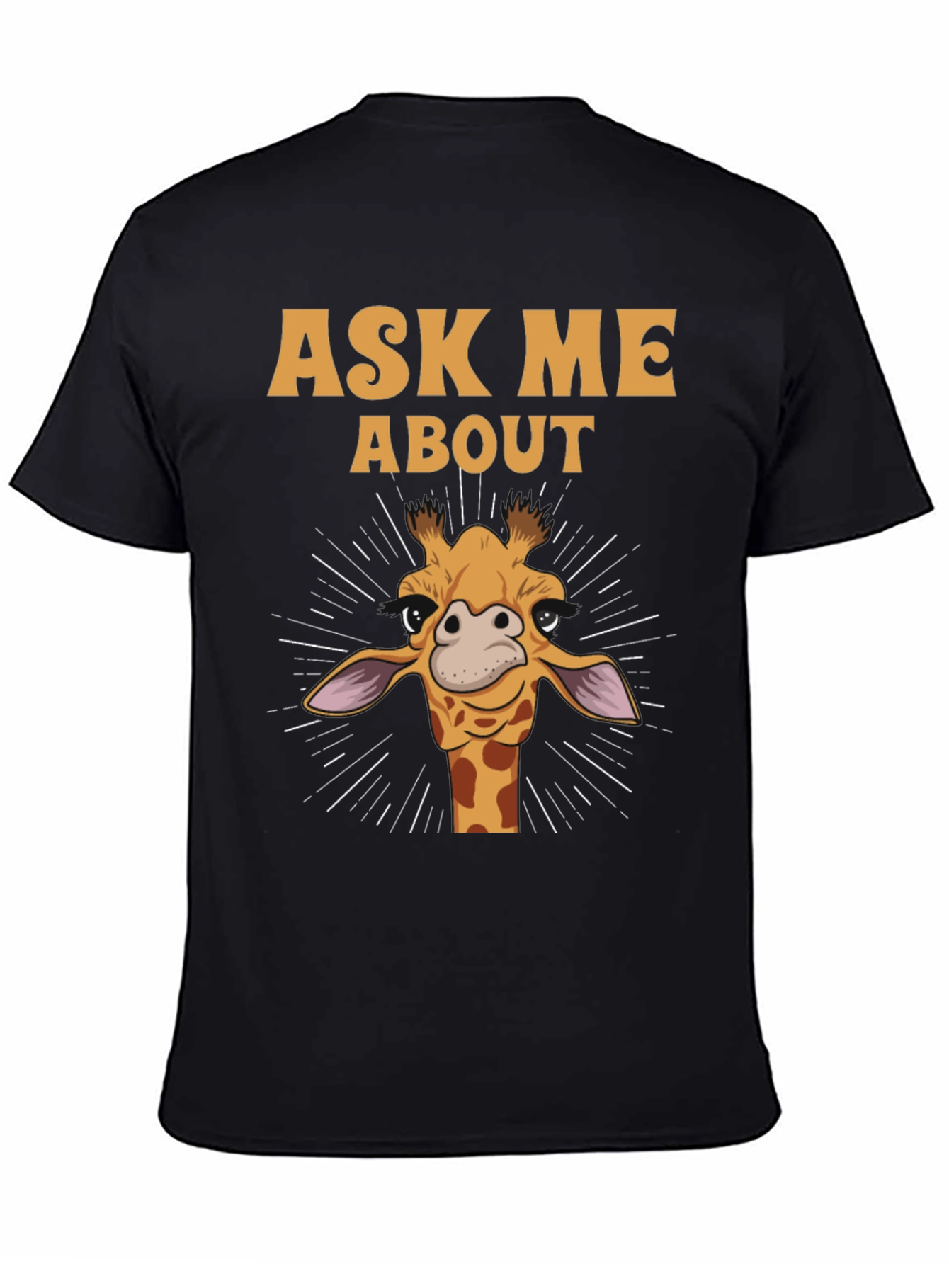 Black Funny Giraffe Ask Me About T-Shirt view 4