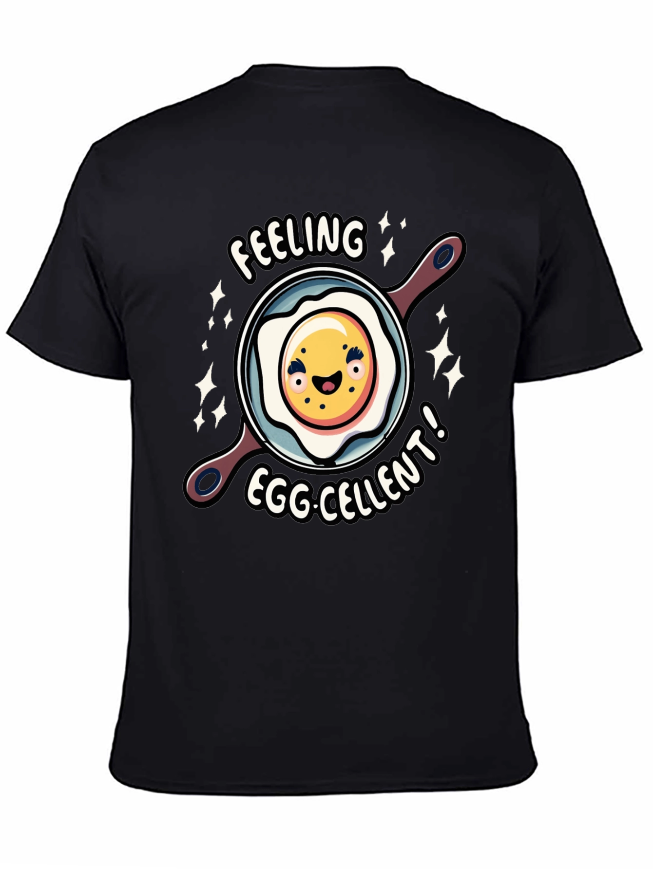 Black Feeling Egg-cellent Graphic Tee - Funny Food Shirt view 4