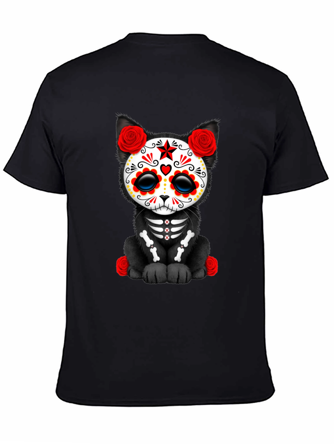 Black Sugar Skull Cat T-Shirt view 4