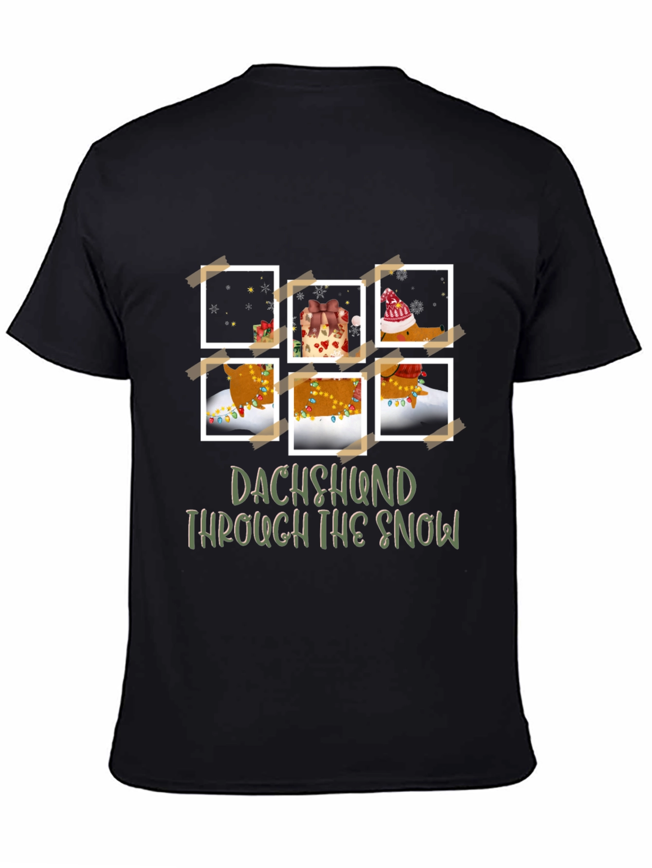 Black Dachshund Through The Snow T-Shirt view 4