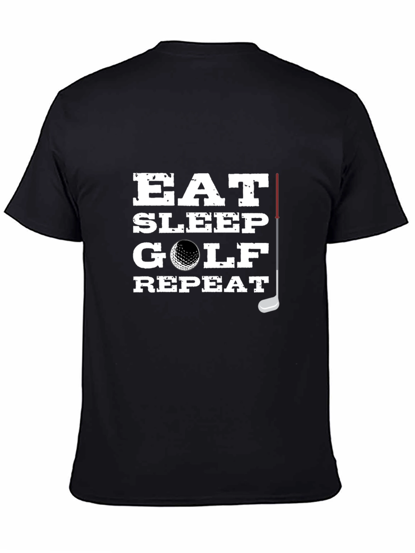 Black Eat Sleep Golf Repeat Black T-Shirt for Golf Lovers view 4