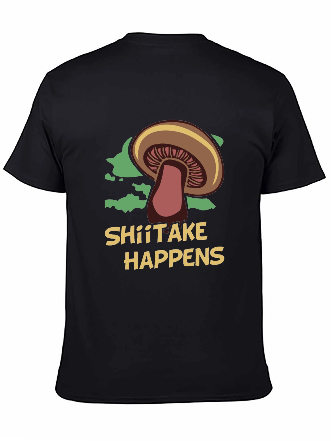 Black Shiitake Happens Funny Mushroom Graphic T-Shirt view 4