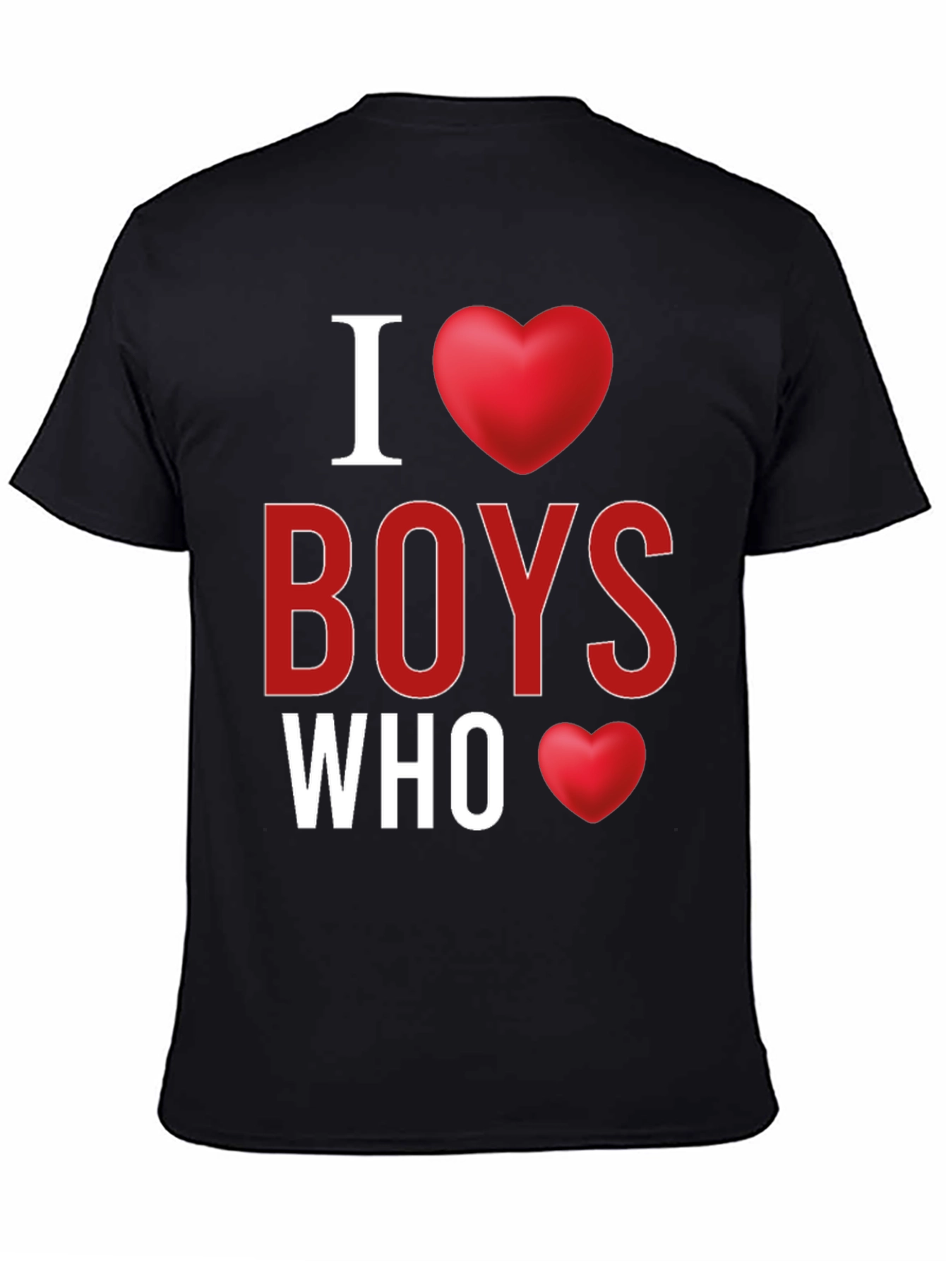 Black I Heart Boys Who T-Shirt - Novelty Graphic Tee view 4