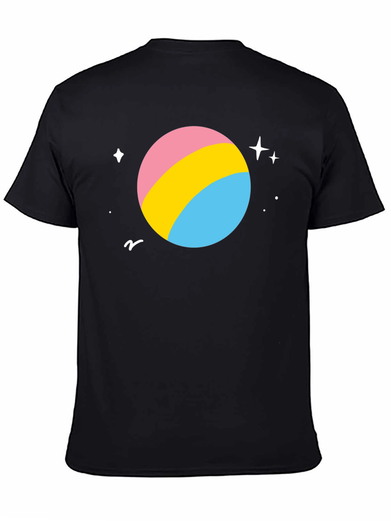 Black Pansexual Pride Planet T-Shirt - Black view 4