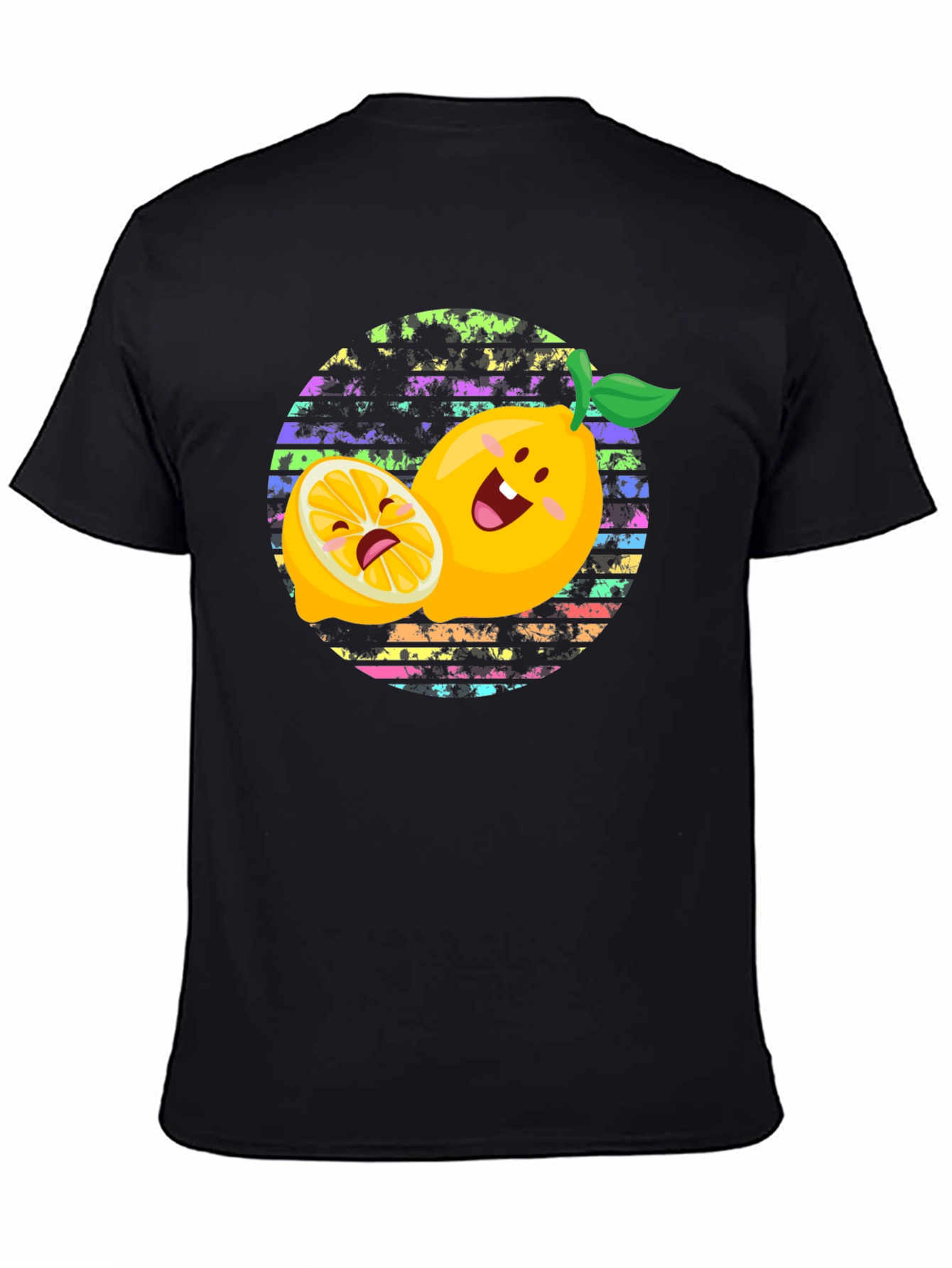 Black Funny Lemon Graphic Tee - Unisex Black T-Shirt view 4
