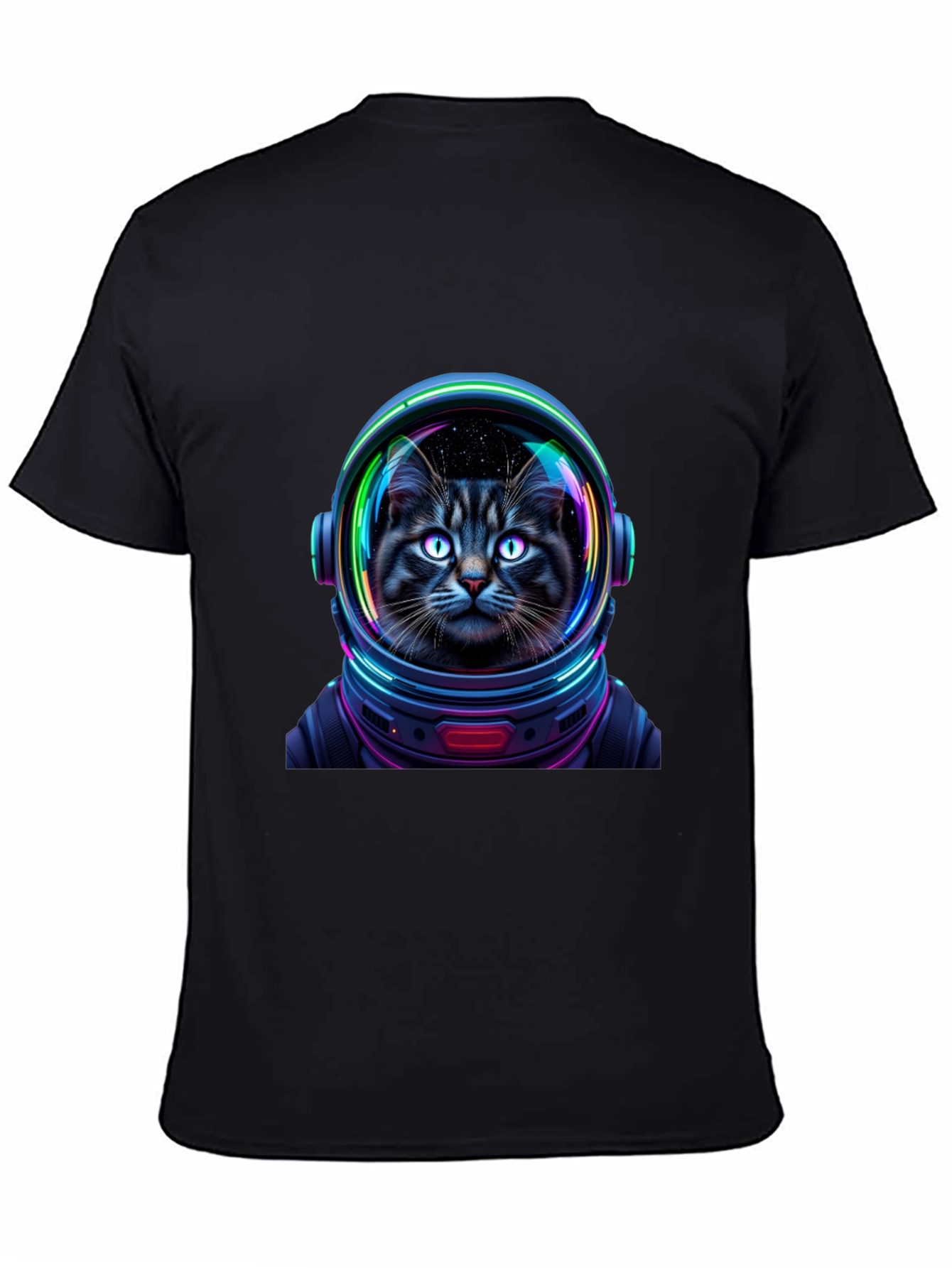 Black Cat Astronaut Graphic T-Shirt - Unisex Black Tee view 4