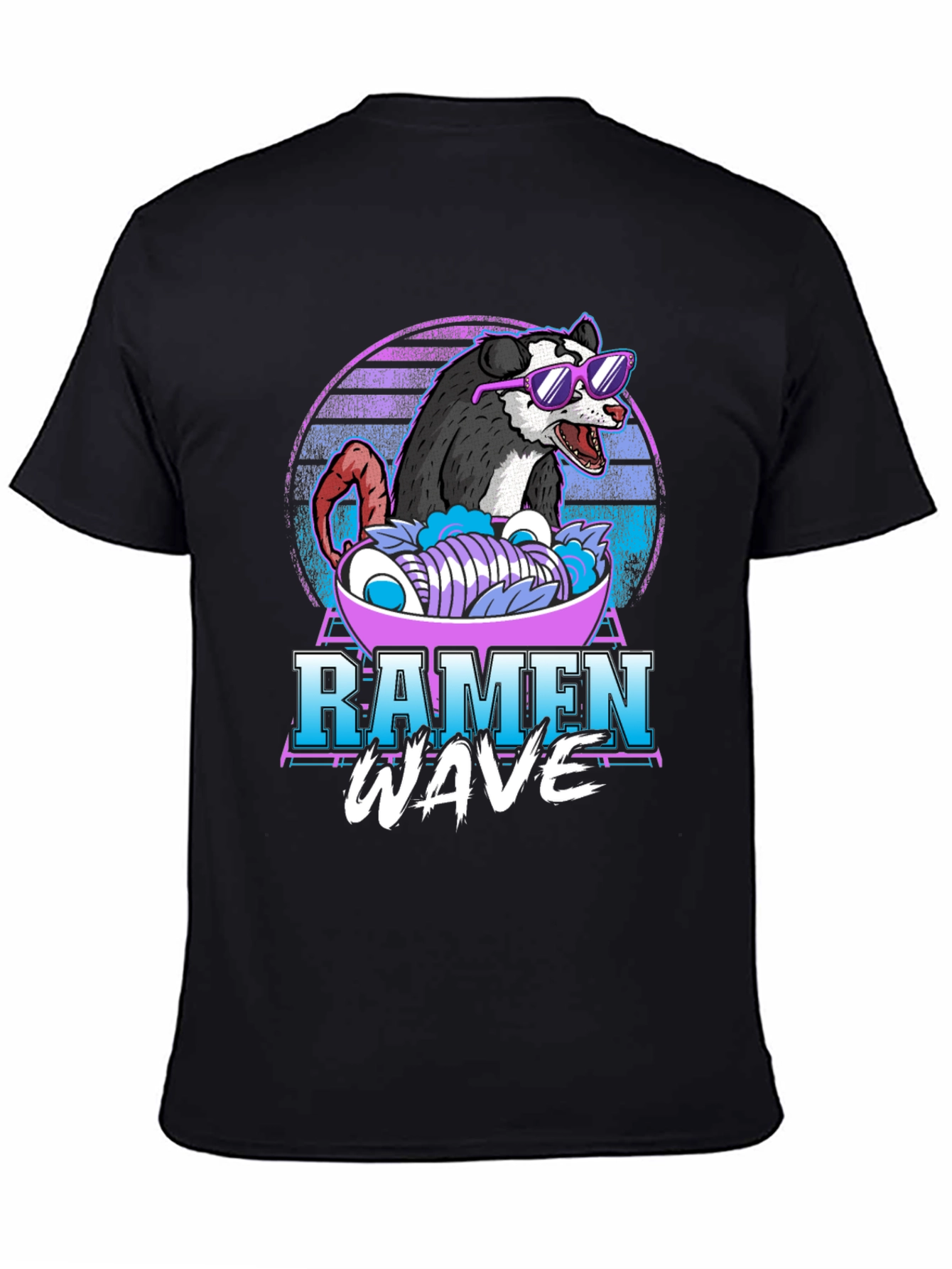 Black Ramen Wave Opossum T-Shirt view 4
