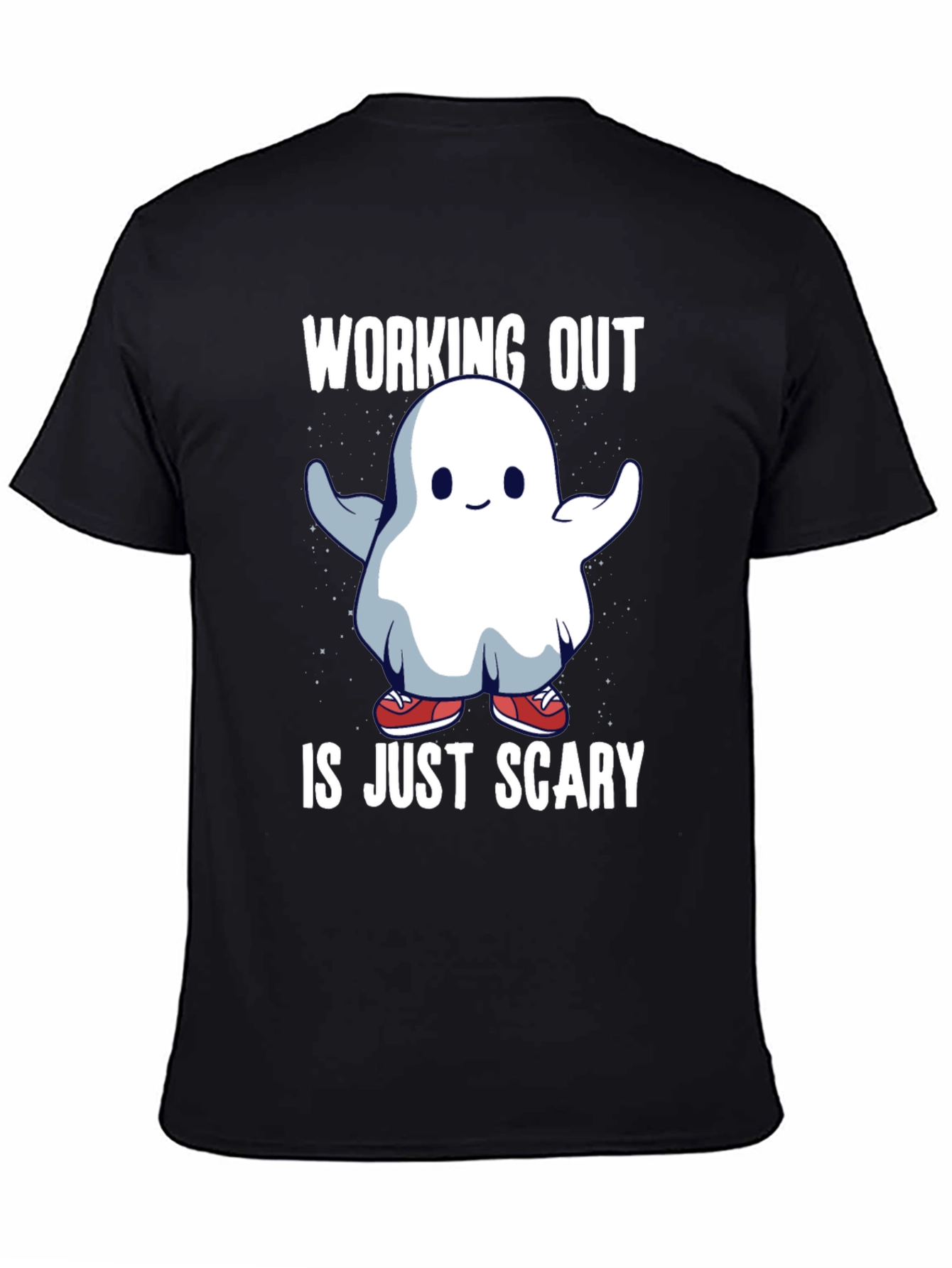 Black Workout Ghost T-Shirt - Scary Gym Humor Tee view 4