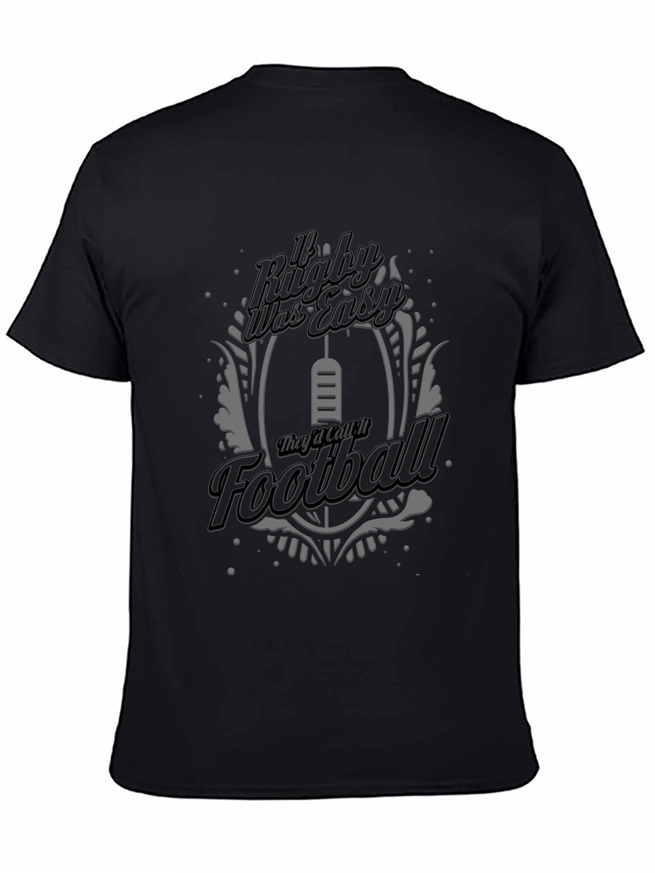 Black Rugby vs Football Graphic T-Shirt view 4