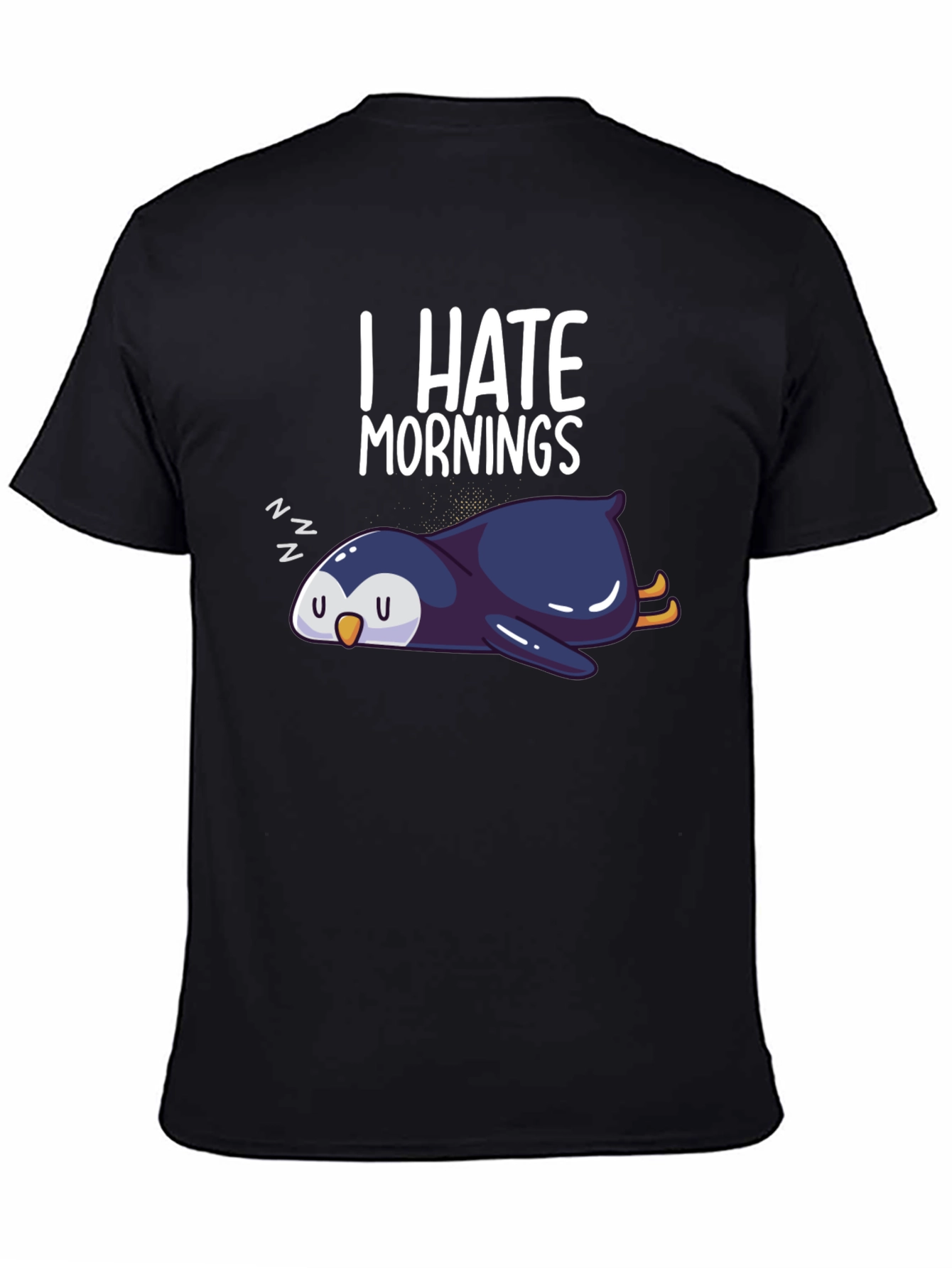 Black I Hate Mornings Penguin Graphic Tee - Black view 4