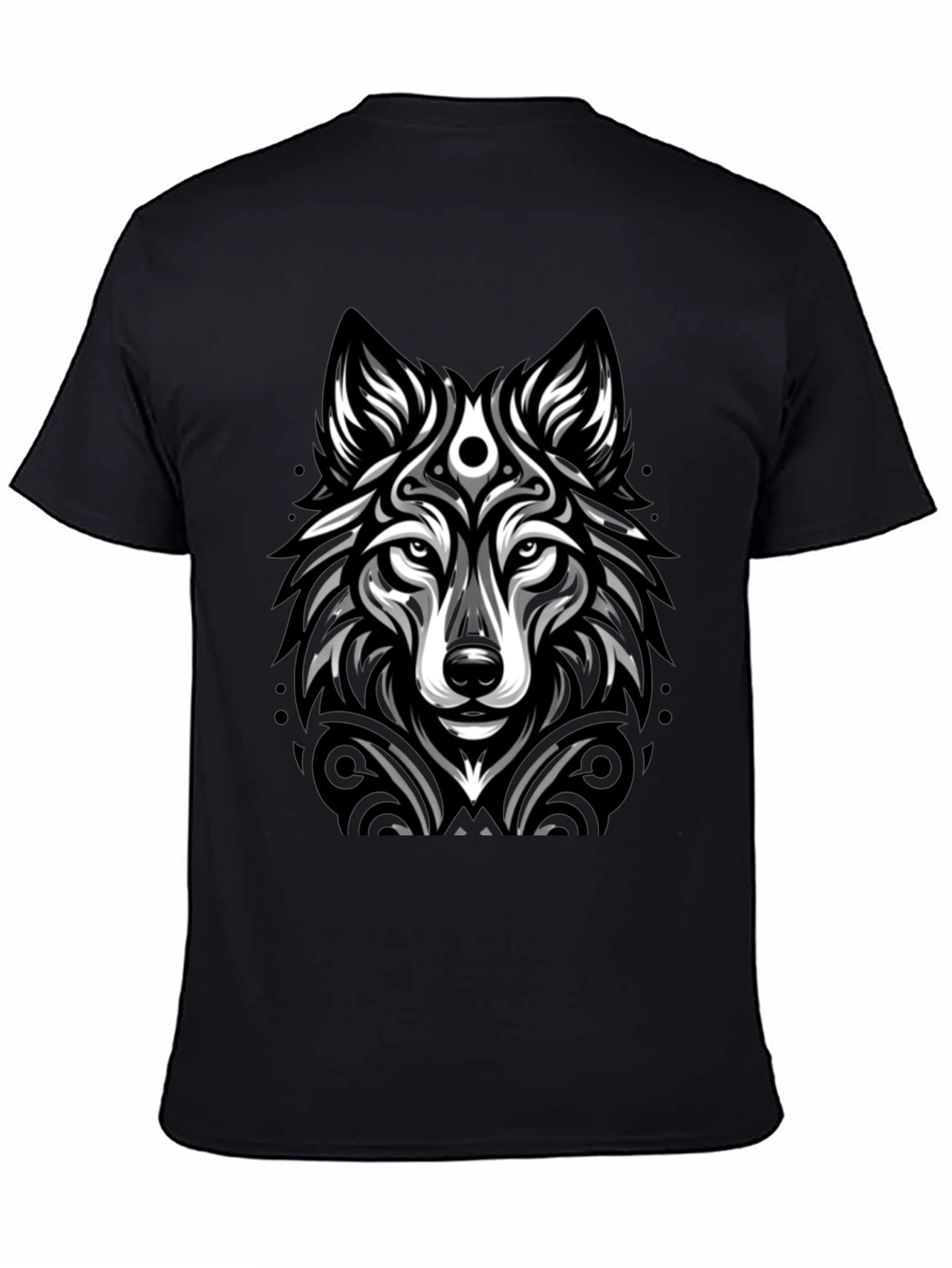 Black Wolf Graphic Print Black T-Shirt view 4