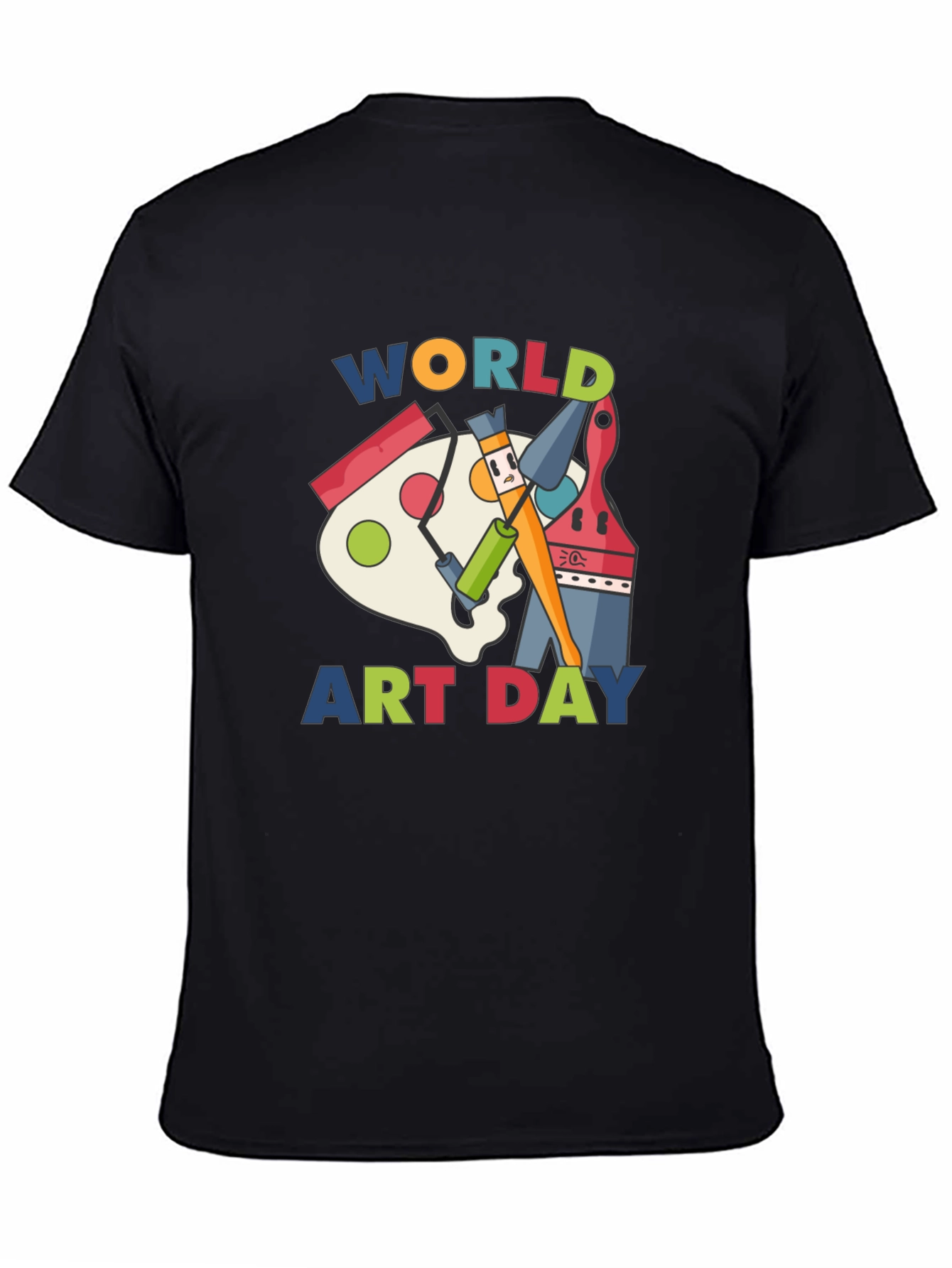 Black World Art Day Black T-Shirt view 4