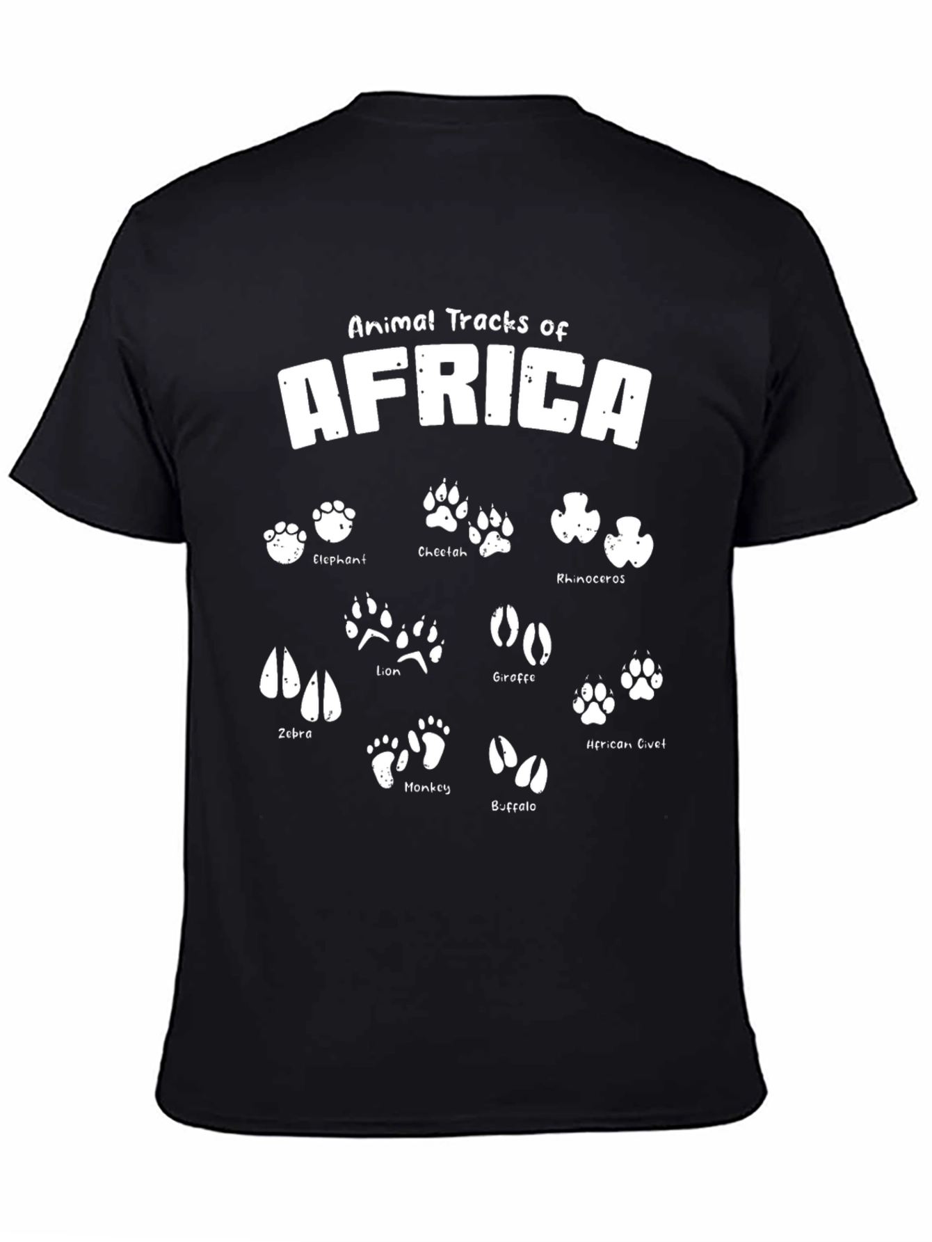 Black Animal Tracks of Africa T-Shirt view 4
