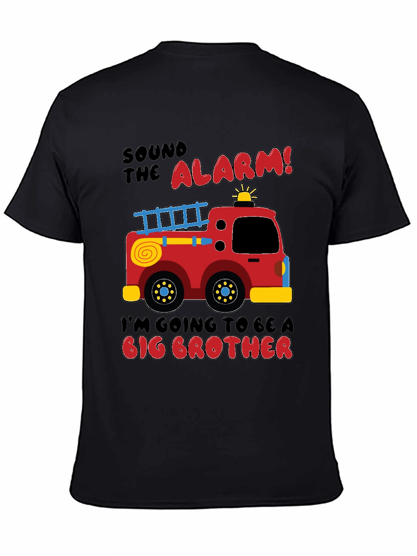 Black Big Brother Firetruck Announcement T-Shirt view 4