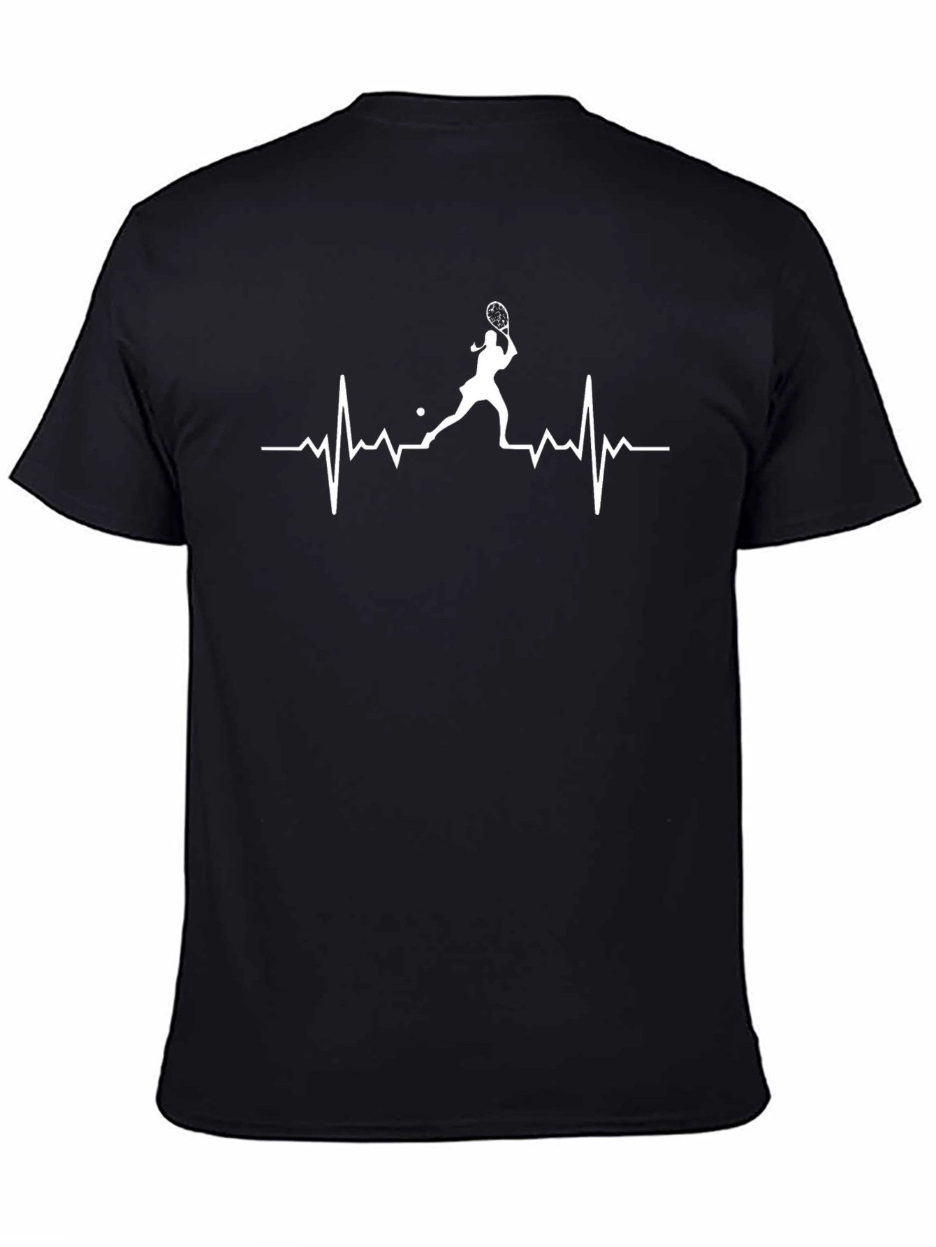 Black Tennis Heartbeat Graphic T-Shirt - Black Cotton Tee view 4