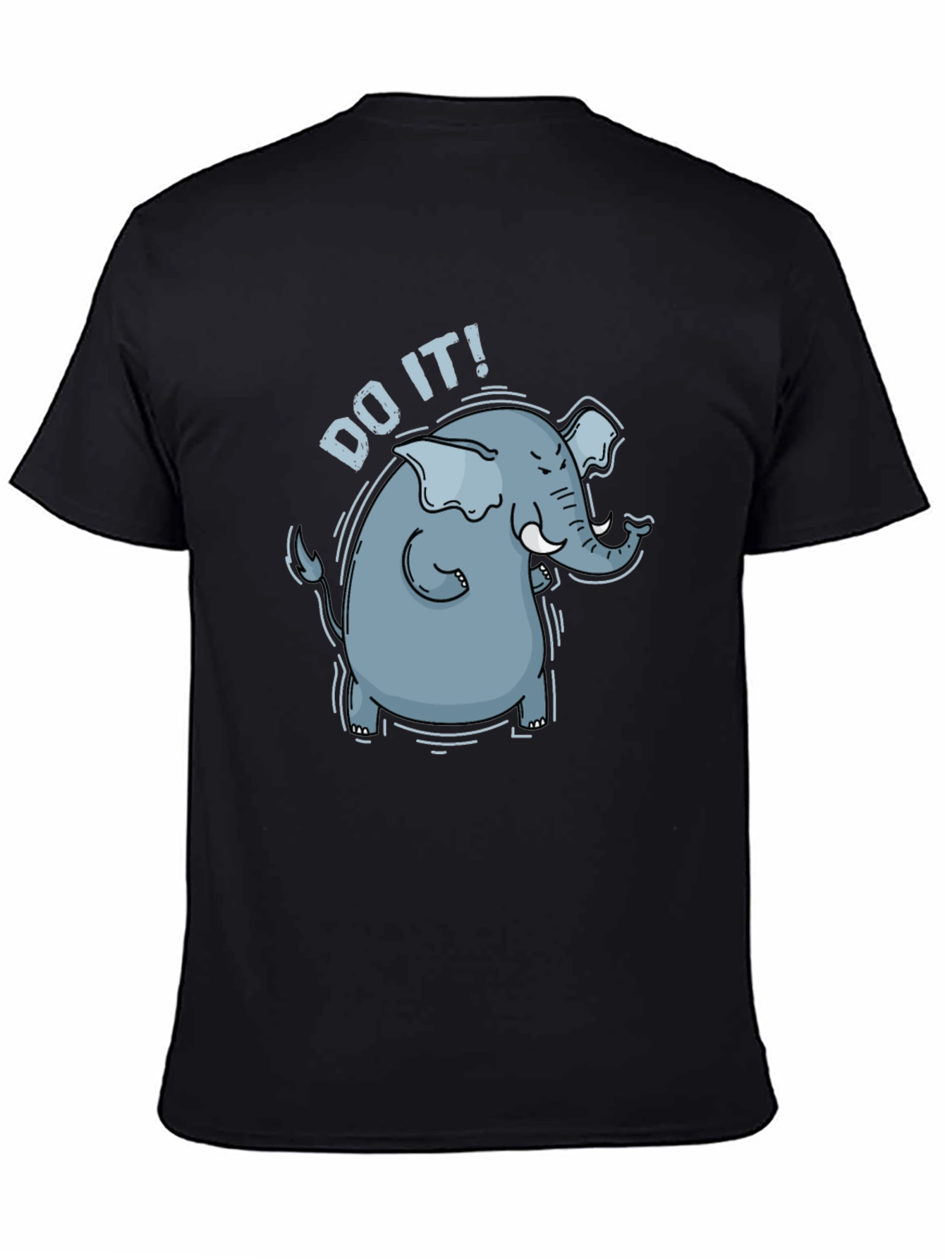 Black Motivational Elephant Graphic Tee - "Do It!" Black T-Shirt view 4