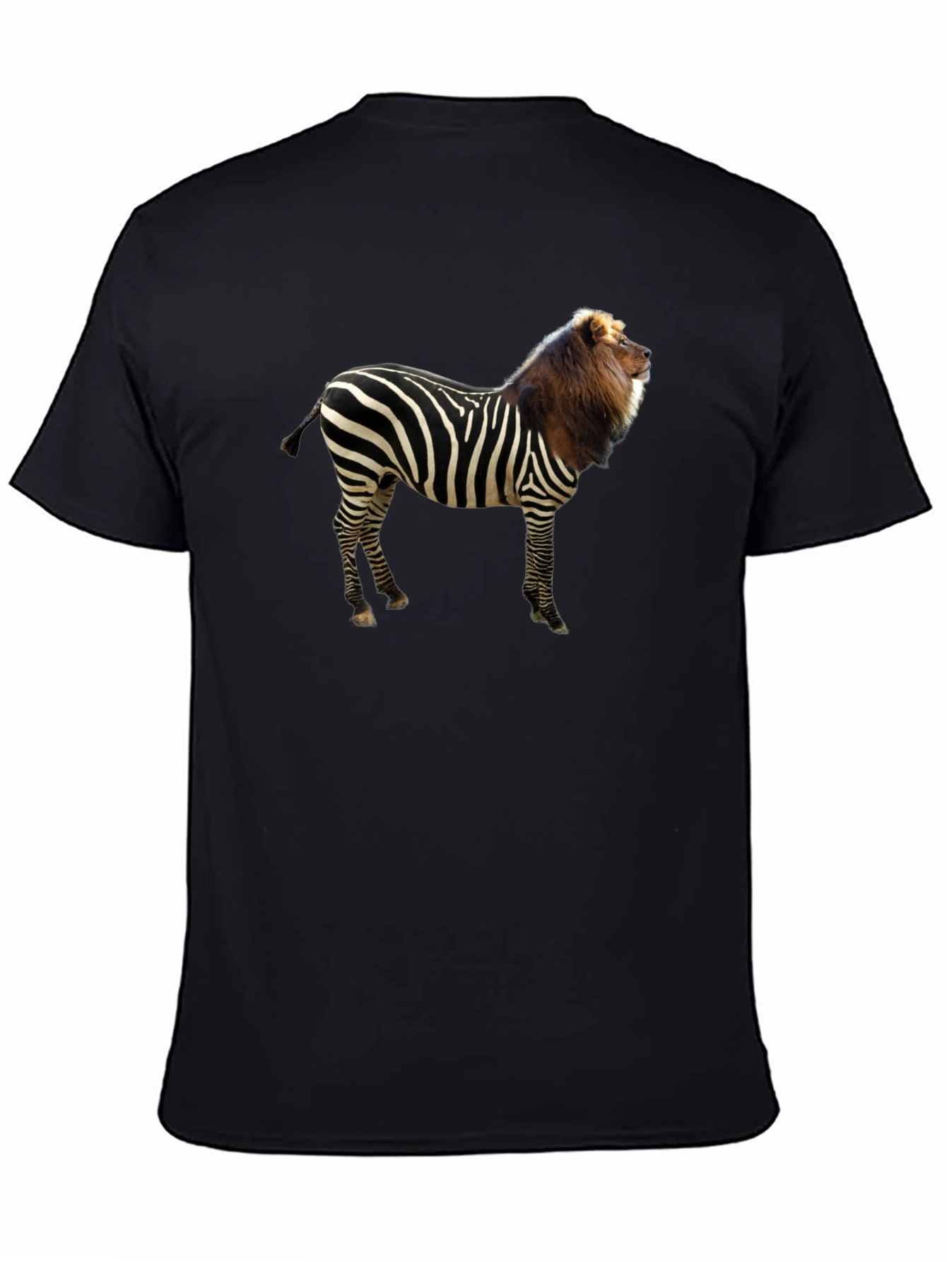 Black Zebra Lion Hybrid Graphic T-Shirt view 4