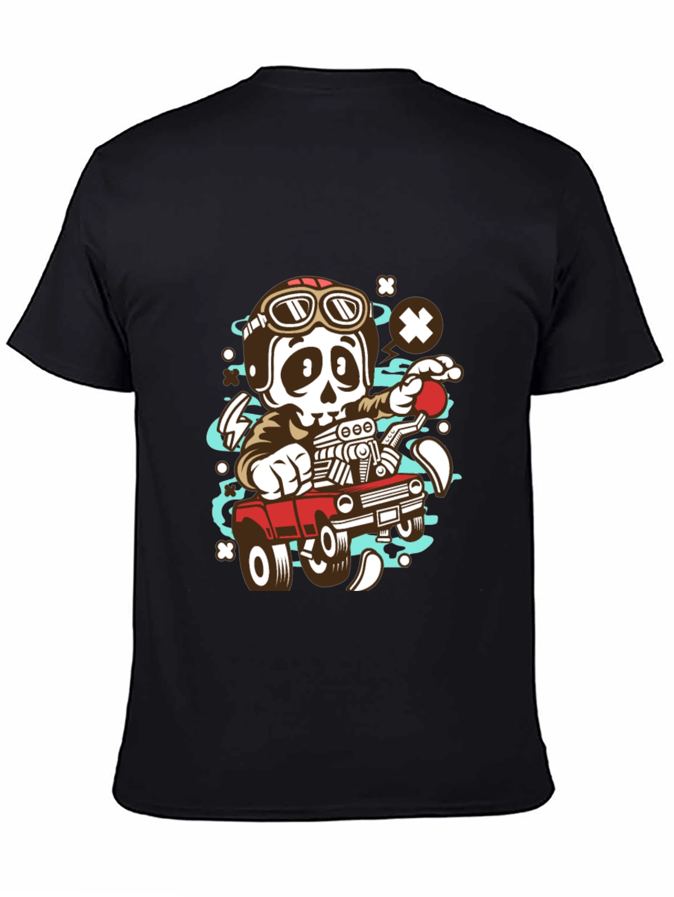 Black Cool Skeleton Driver Graphic T-Shirt view 4