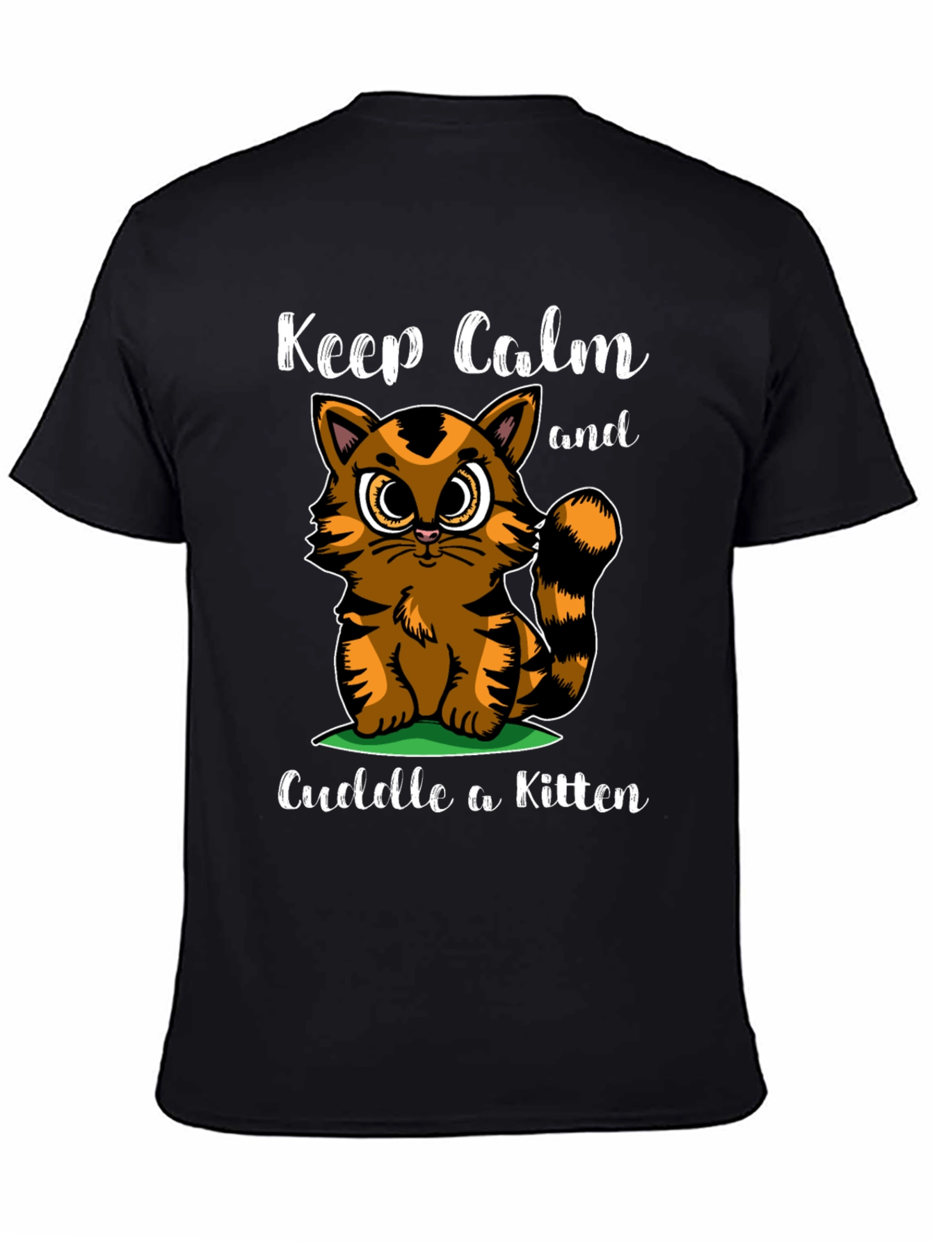 Black Keep Calm Kitten Graphic T-Shirt view 4