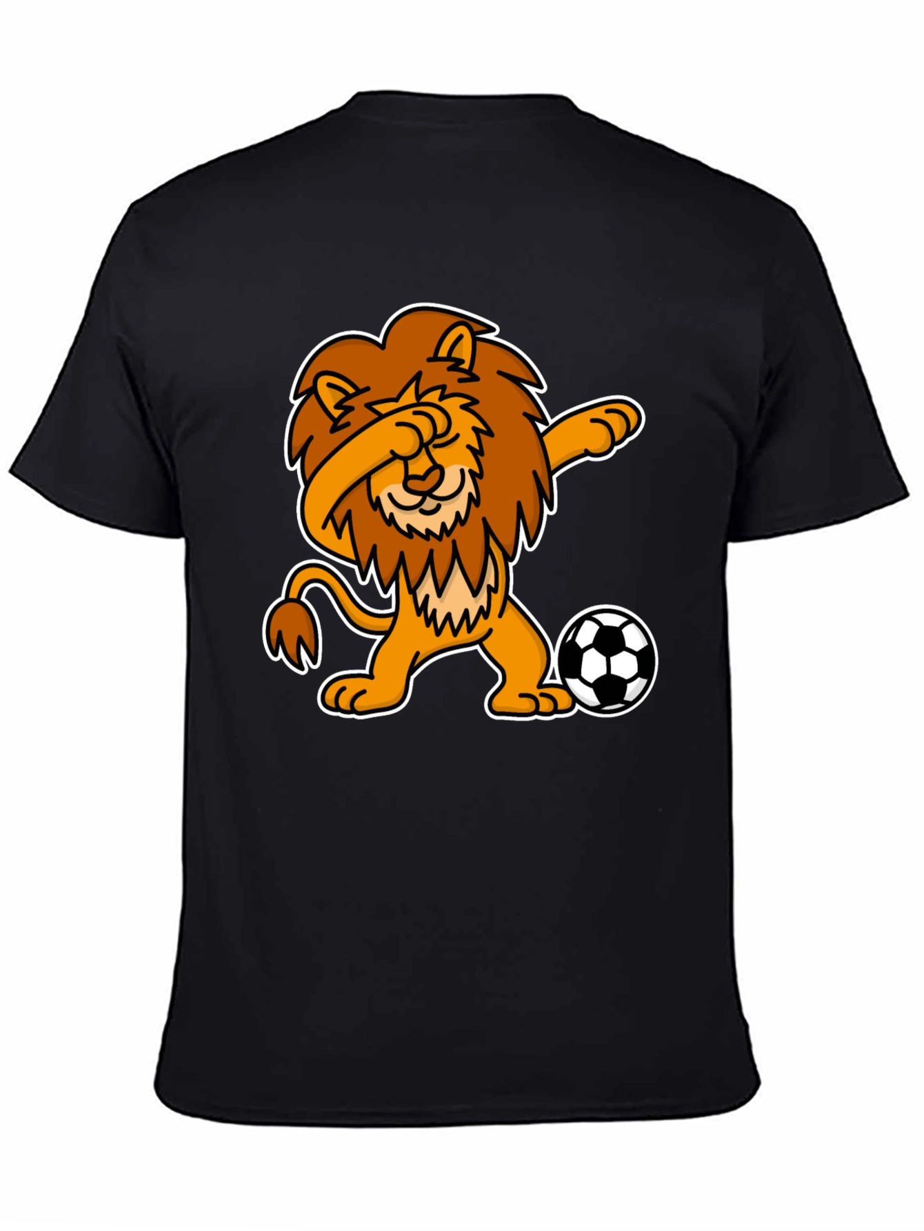 Black Dabbing Lion Soccer T-Shirt - Black view 4