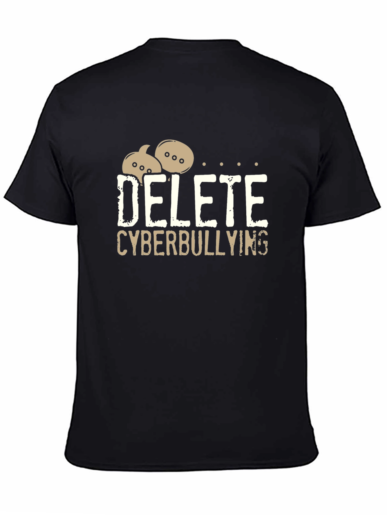Black Delete Cyberbullying Black T-Shirt - Anti-Bullying Tee view 4