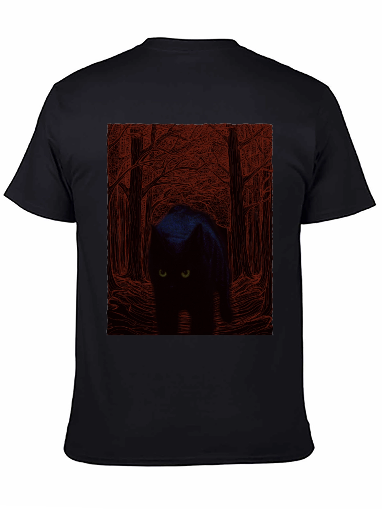 Black Black Cat Forest Graphic Tee - Men's Black T-Shirt view 4