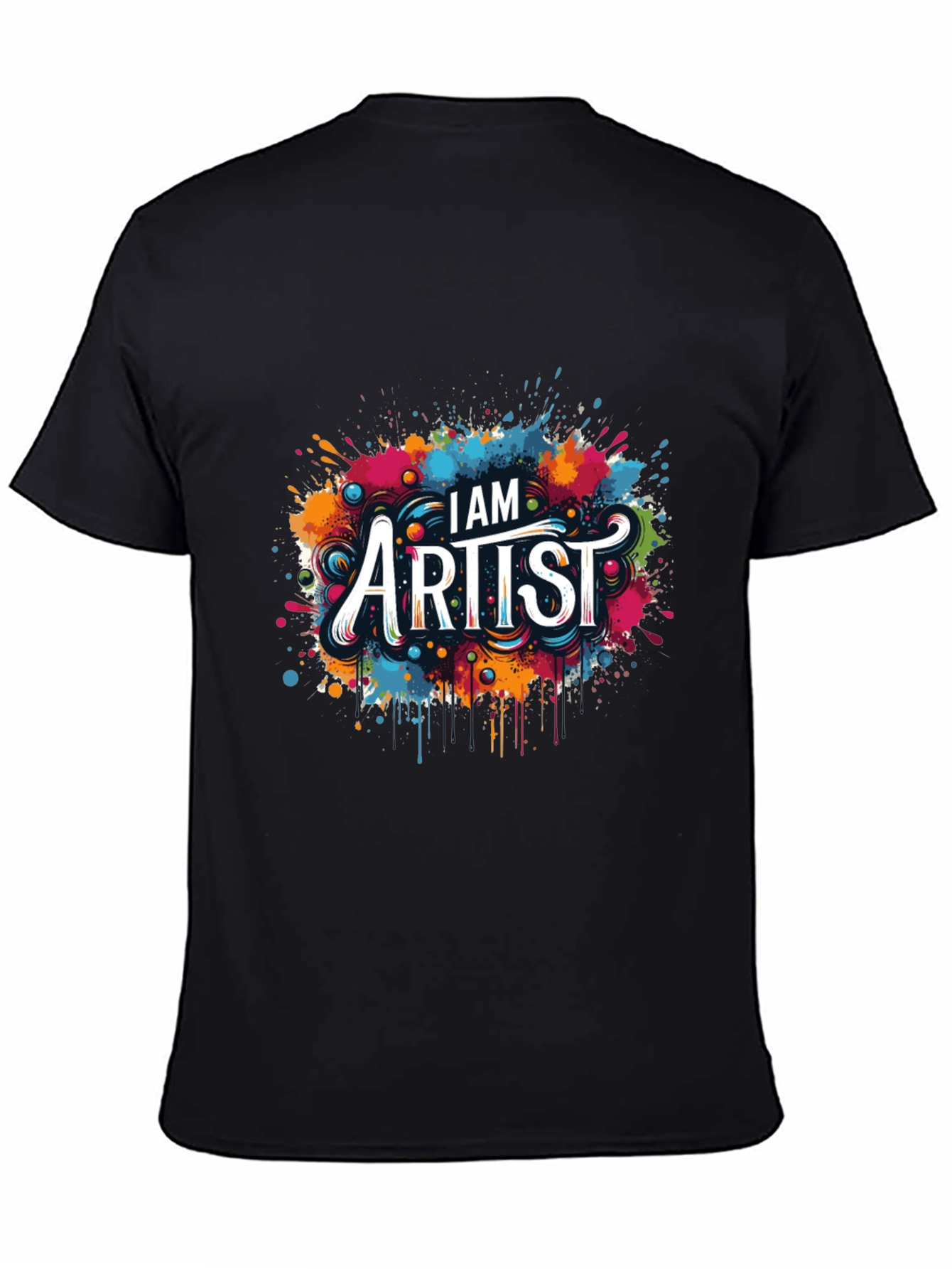 Black I AM Artist Tee: Creative Color Splash Graphic T-Shirt view 4