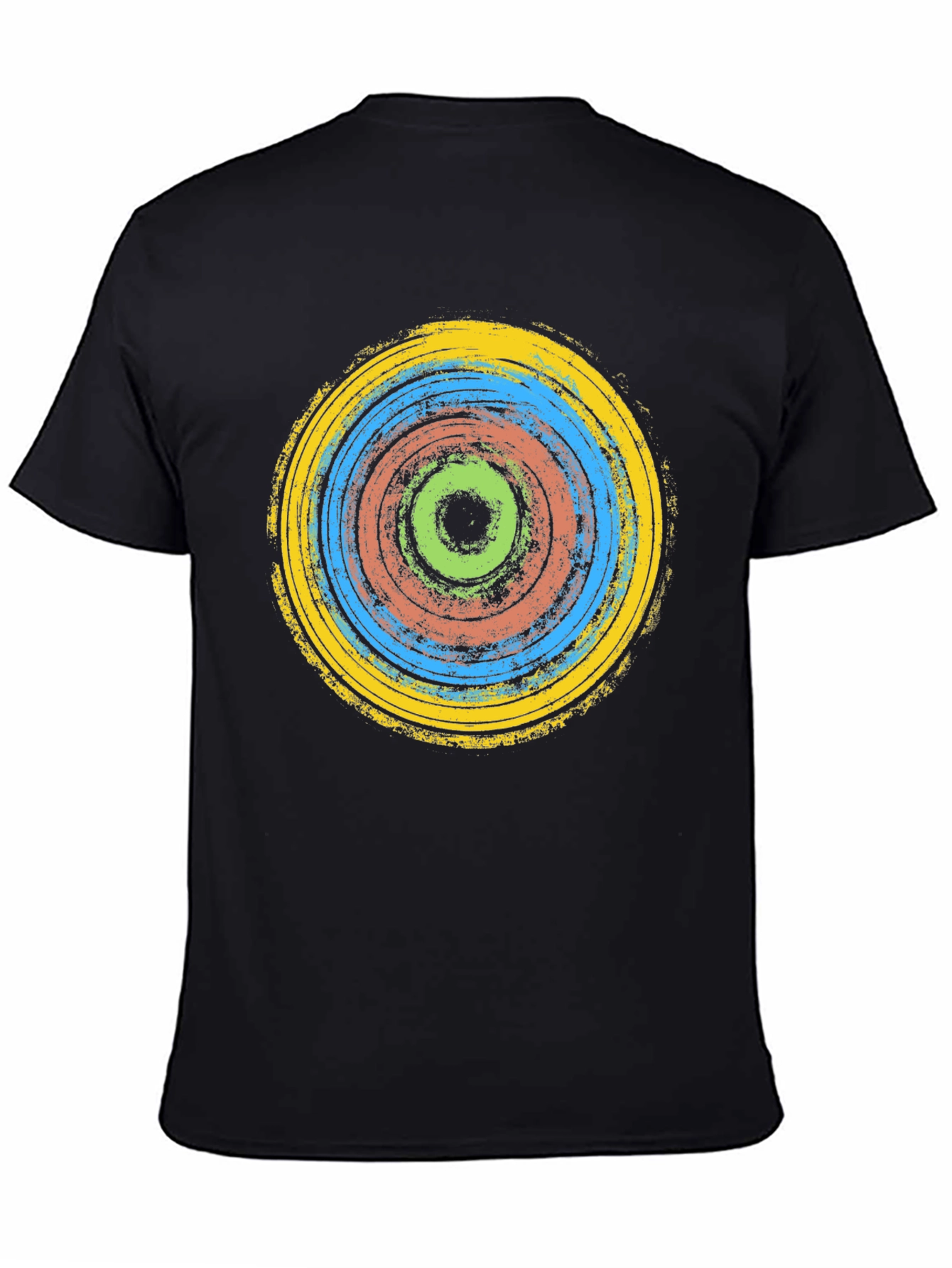 Black Abstract Rings Graphic Tee - Black Cotton T-Shirt view 4