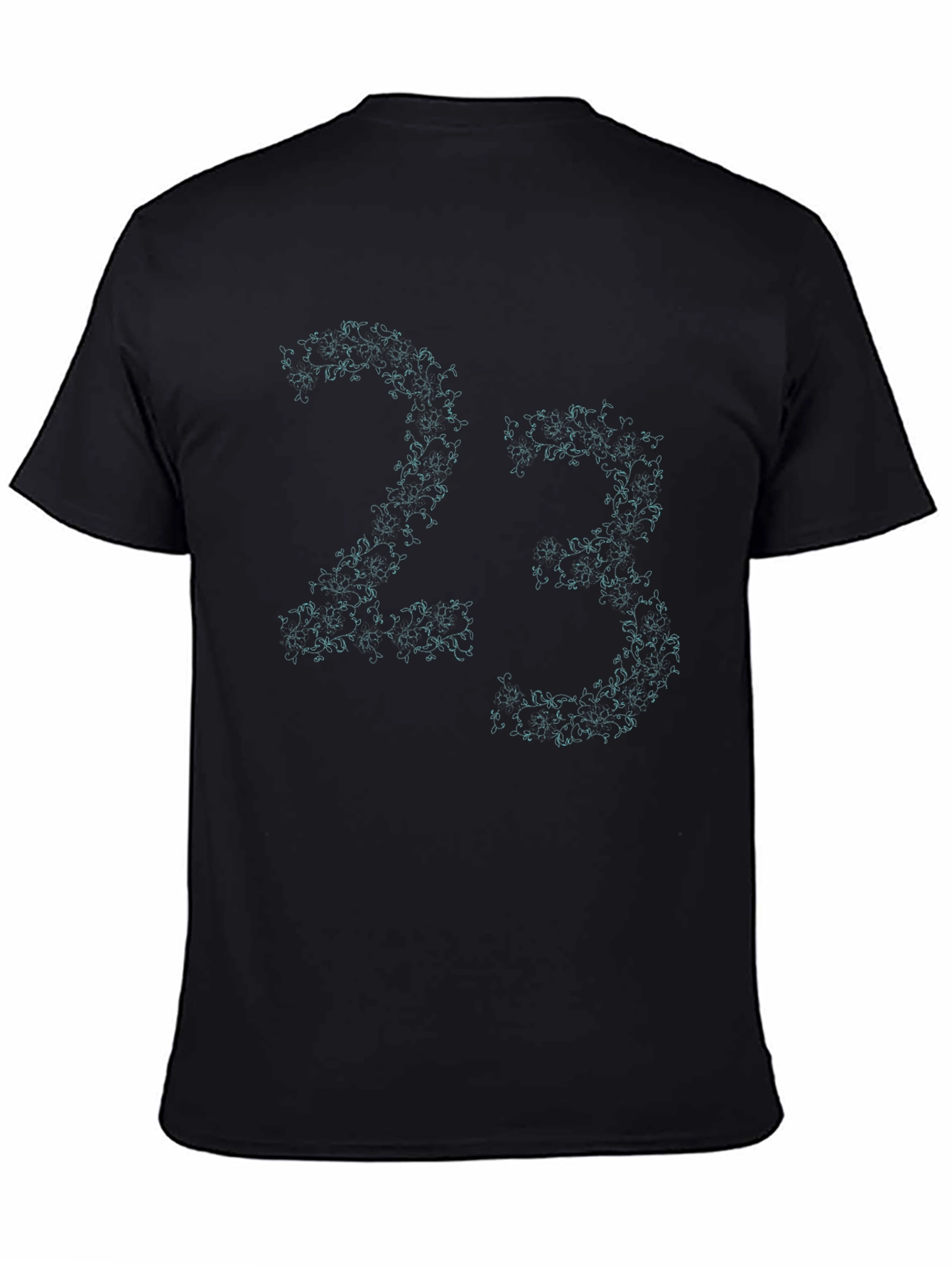 Black Floral 23 Graphic Black T-Shirt view 4