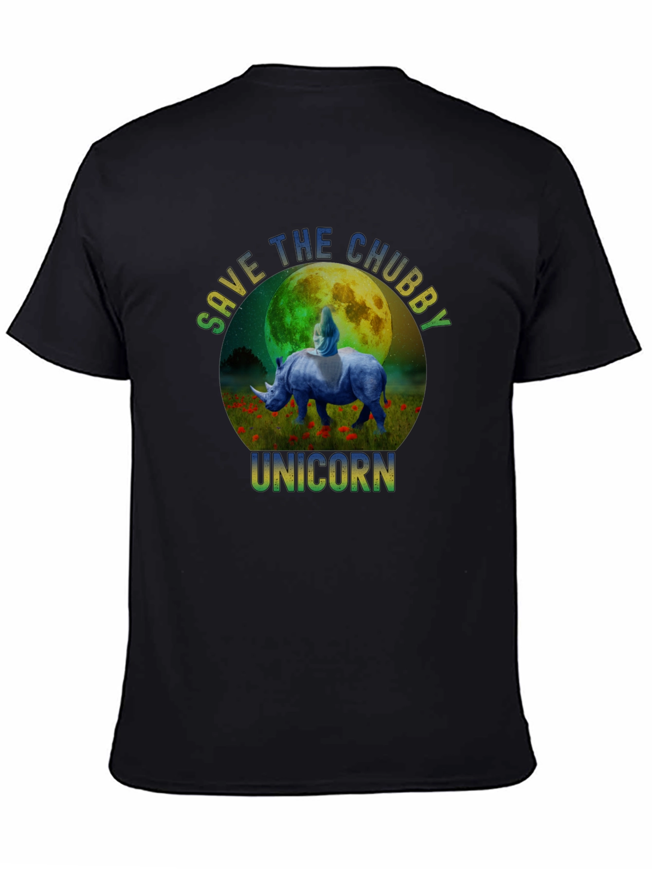Black Save The Chubby Unicorn Graphic T-Shirt view 4
