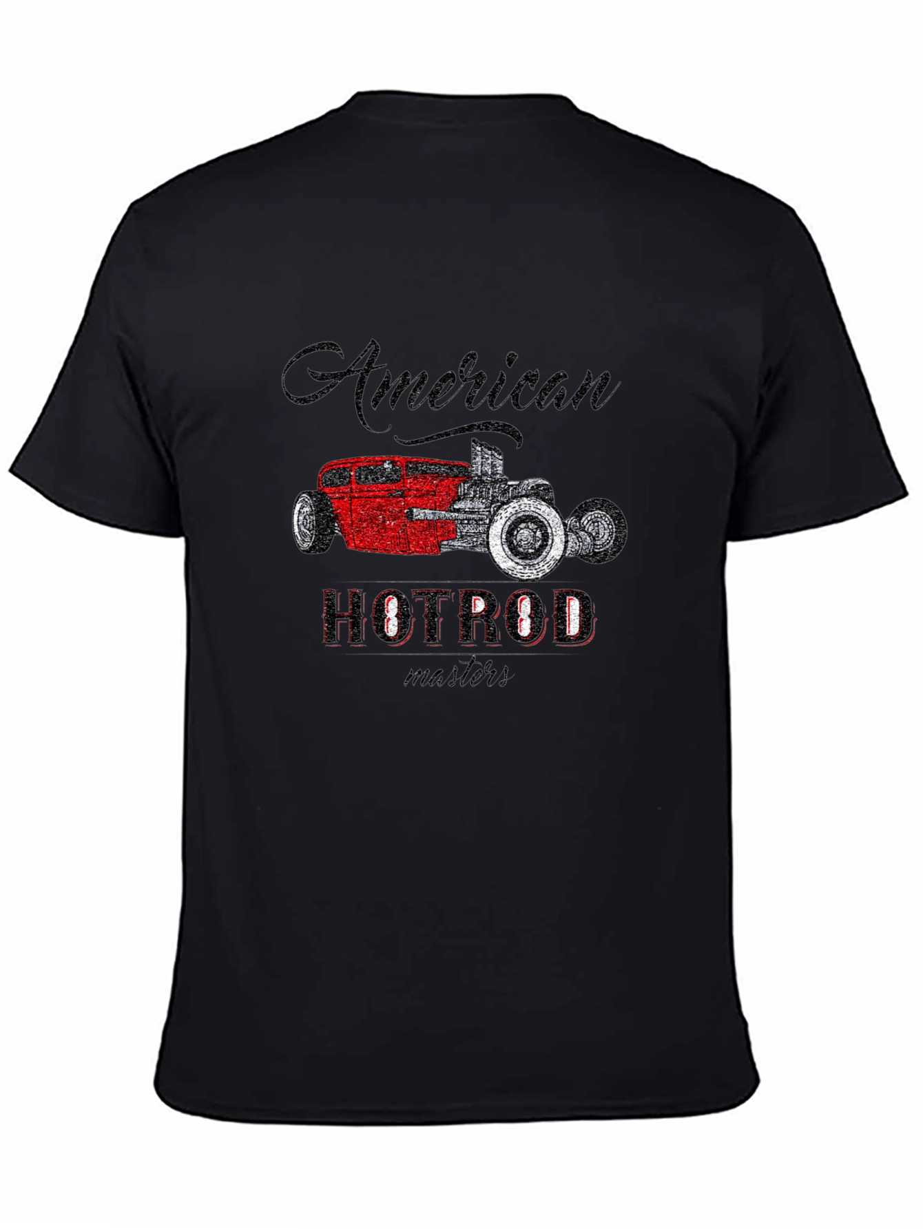 Black American Hot Rod Graphic Tee - Vintage Car Design view 4