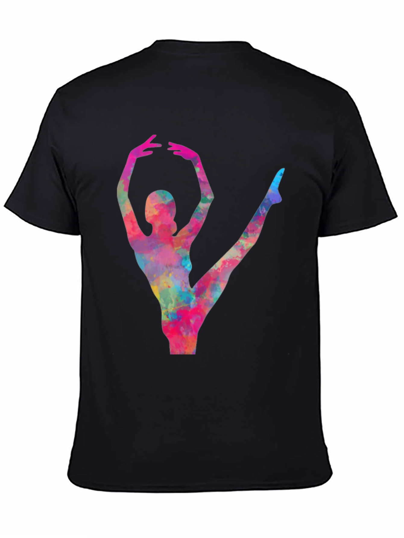 Black Watercolor Ballerina Black T-Shirt view 4