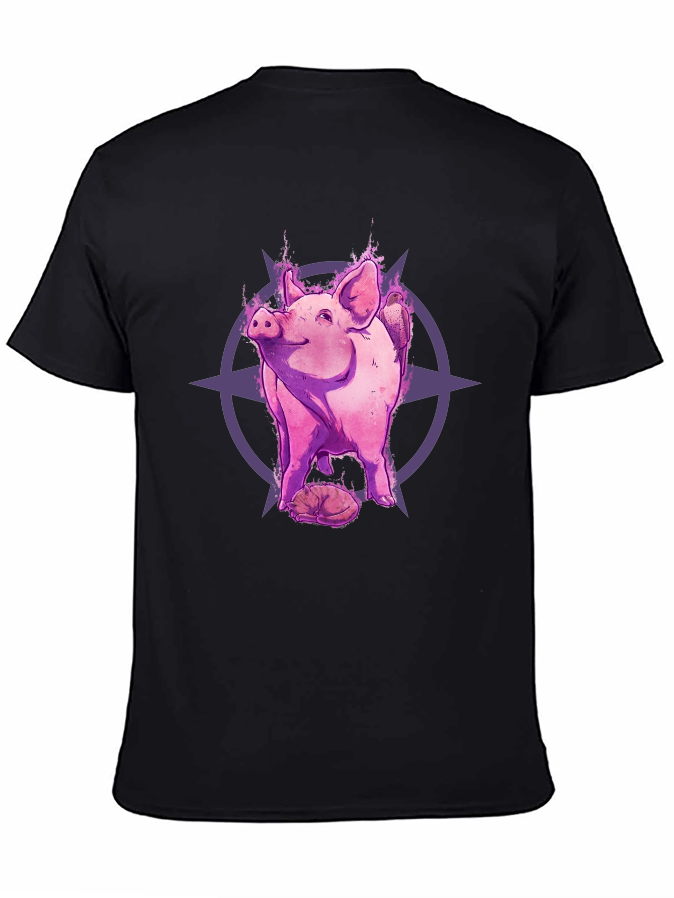 Black Mystic Pig Graphic Tee - Black Cotton T-Shirt view 4