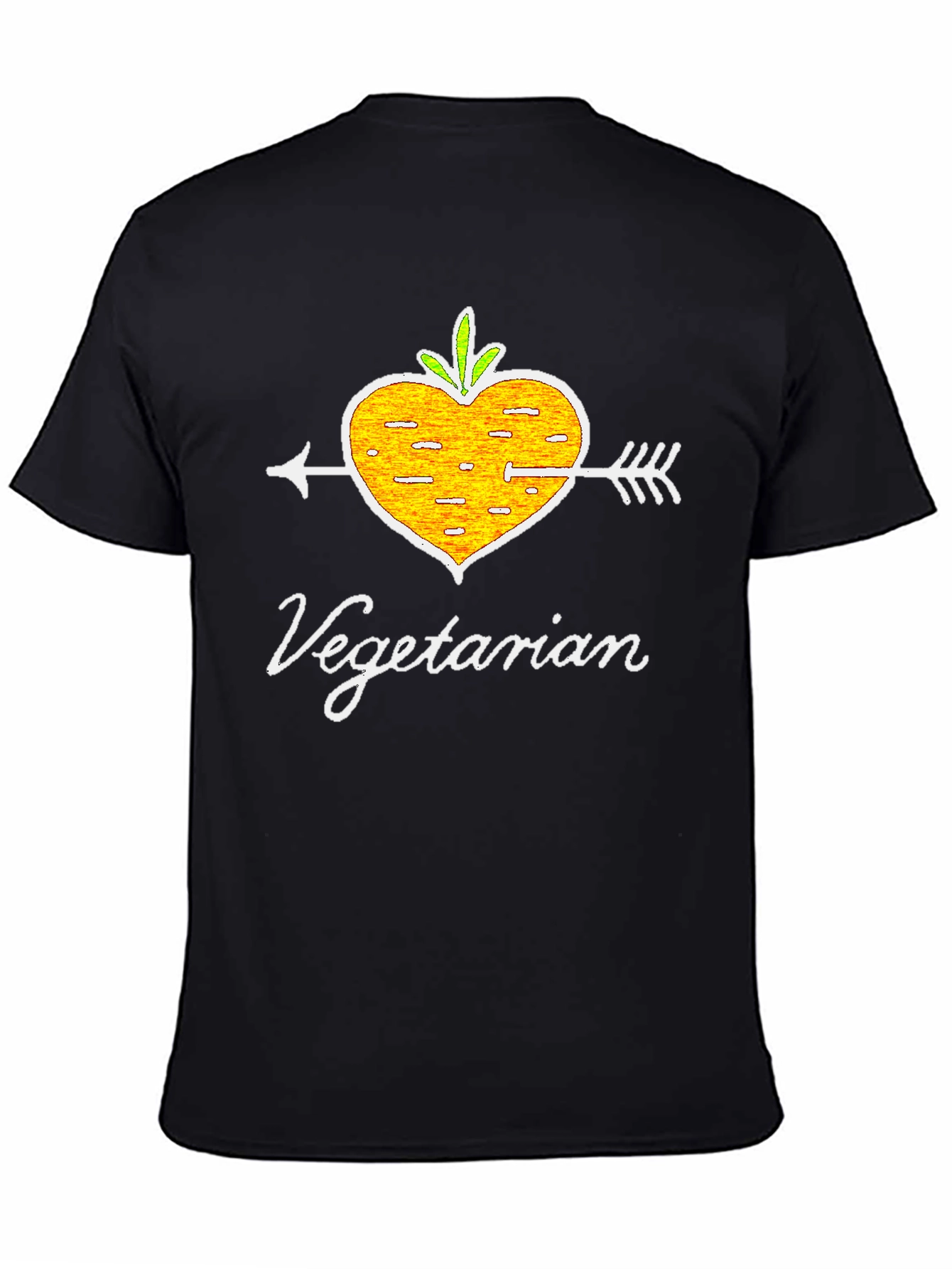 Black Vegetarian Heart Arrow T-Shirt - Vegan Lifestyle Tee view 4