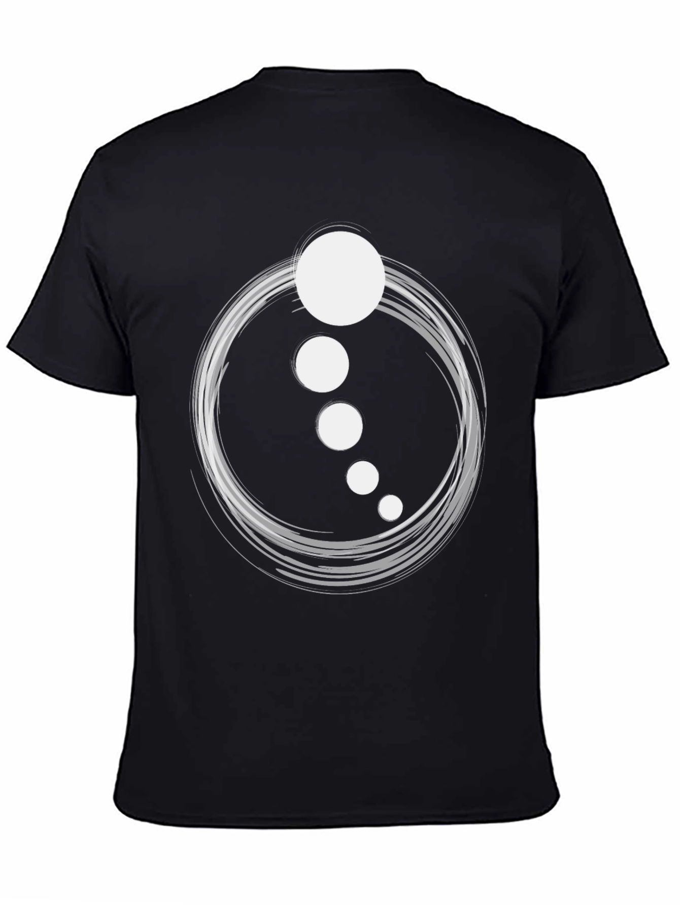 Black Abstract Circle Dot Graphic Tee - Casual Black T-Shirt view 4