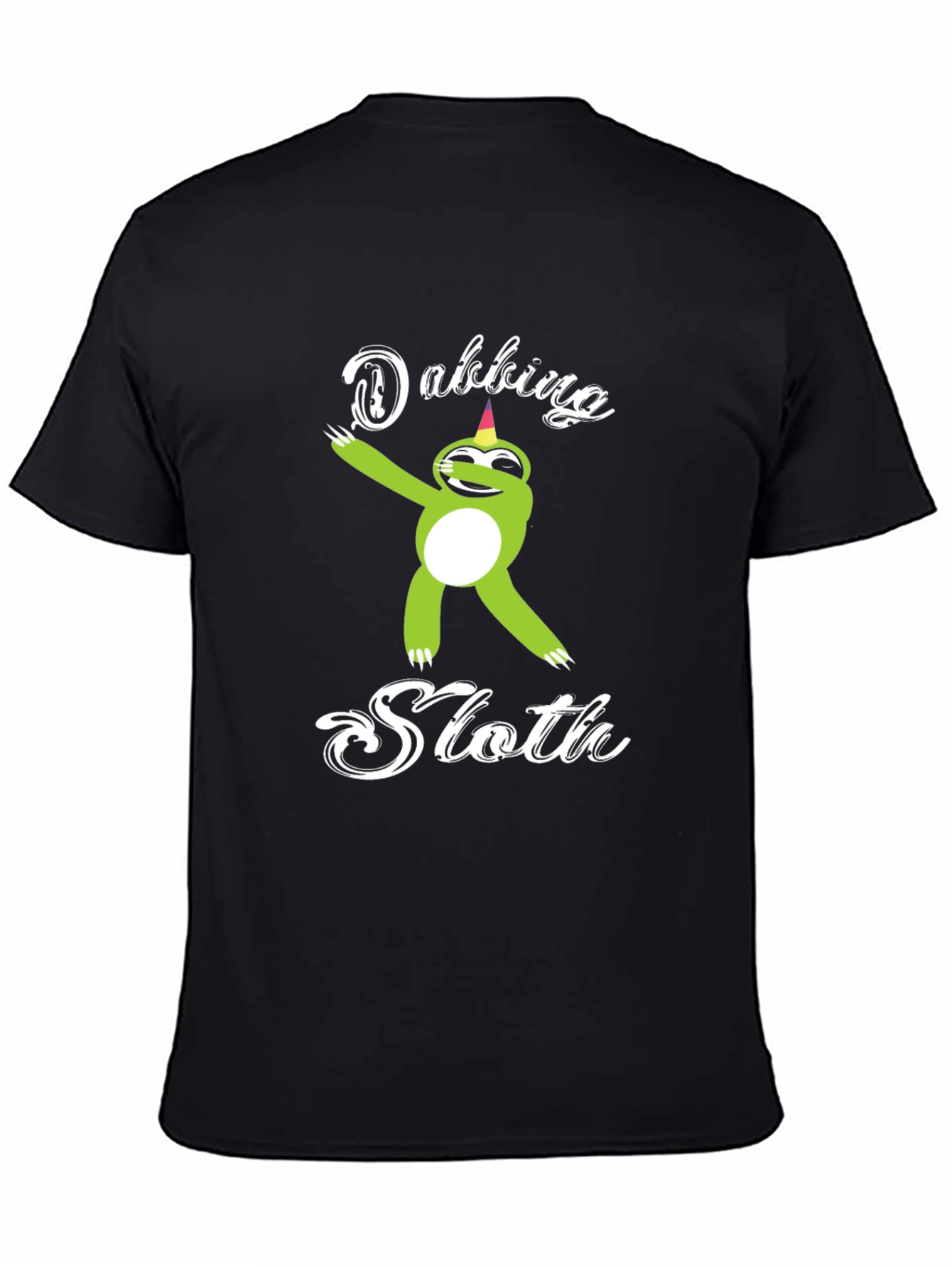Black Dabbing Sloth Black T-Shirt view 4