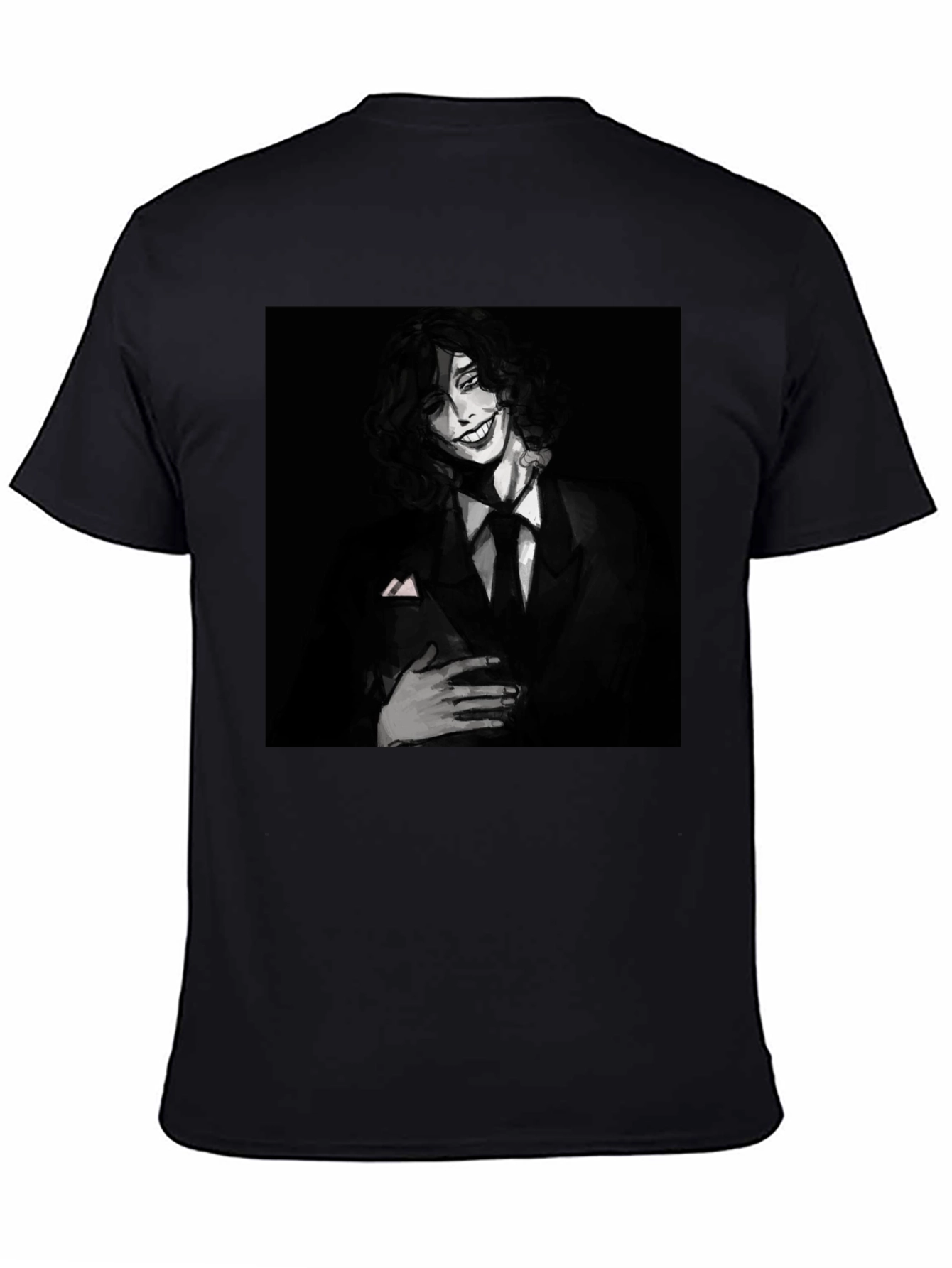 Black Monochrome Joker Graphic Tee - Dark Humor Fashion view 4