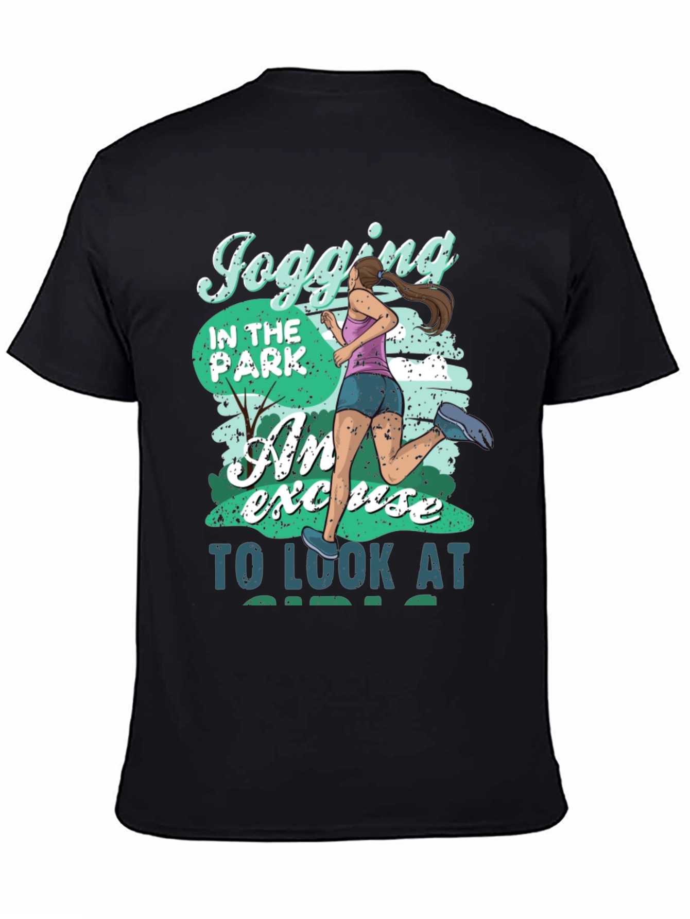 Black Jogging in the Park Funny T-Shirt view 4