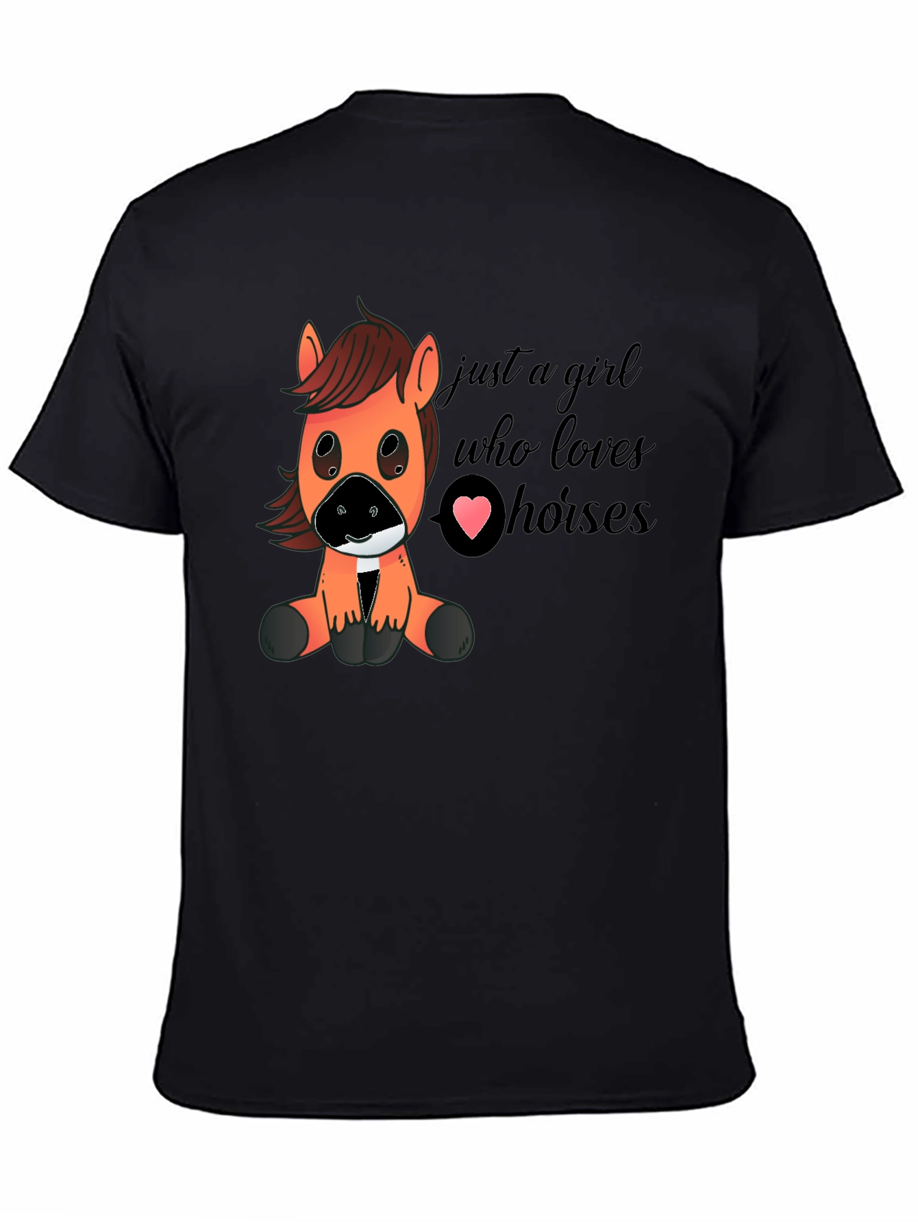 Black Cute Horse Lover T-Shirt - Just A Girl Who Loves Horses view 4