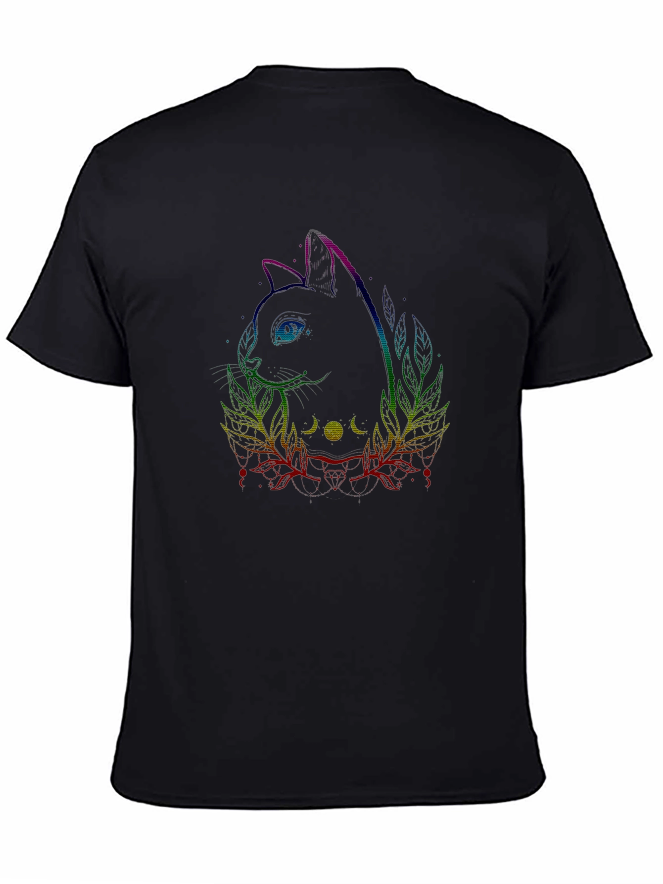 Black Mystic Cat Graphic Tee - Black view 4